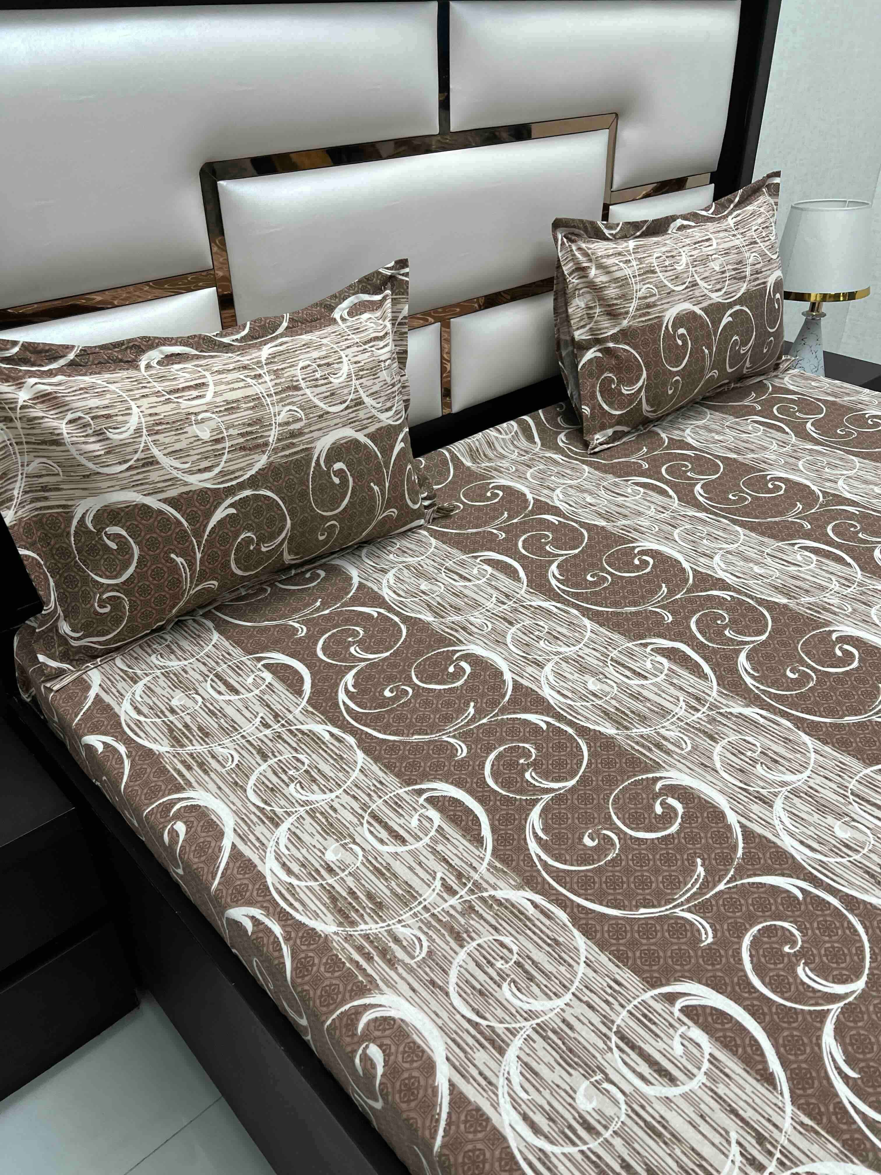 A-4542 Pure Cotton 180 TC King Size Double Bedsheet (274X274) with Two Pillow Covers (50X76)