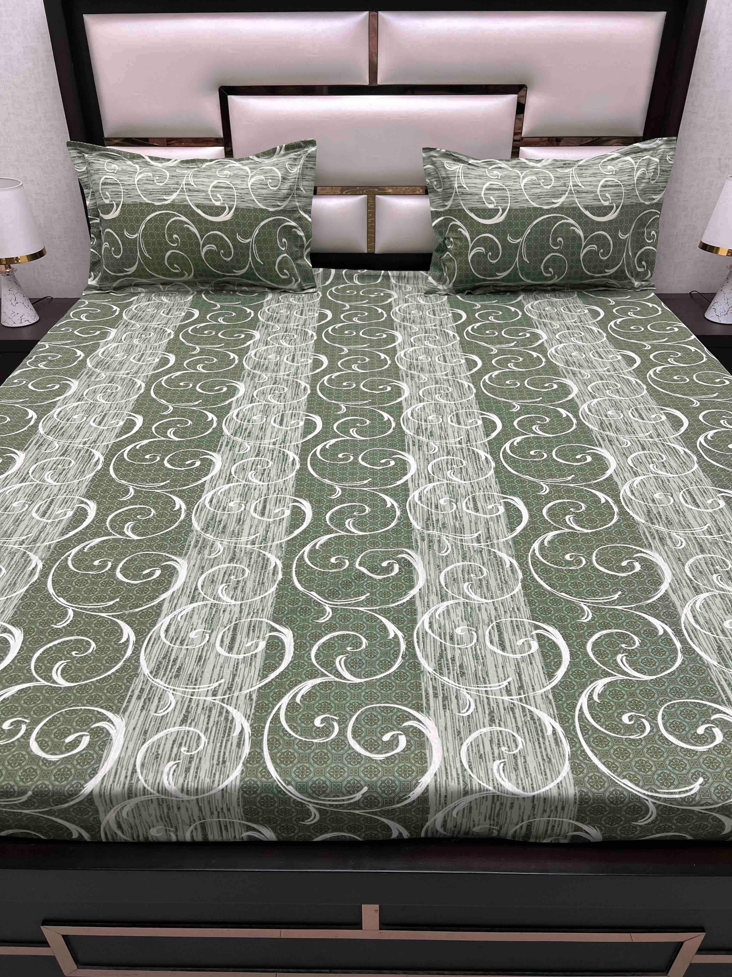 A-4543 Pure Cotton 180 TC King Size Double Bedsheet (274X274) with Two Pillow Covers (50X76)