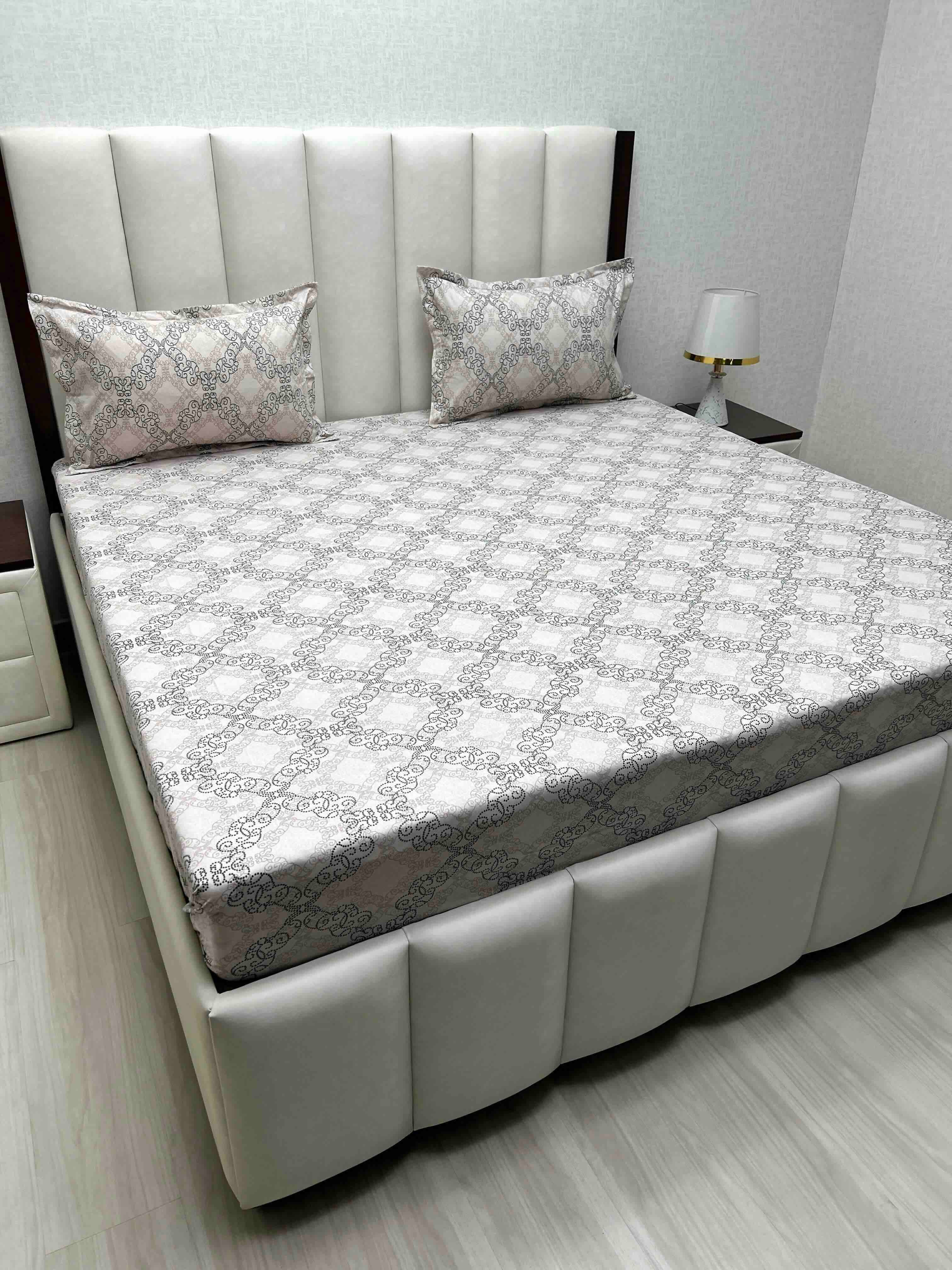 A-4544 Pure Cotton 180 TC King Size Double Bedsheet (274X274) with Two Pillow Covers (50X76)