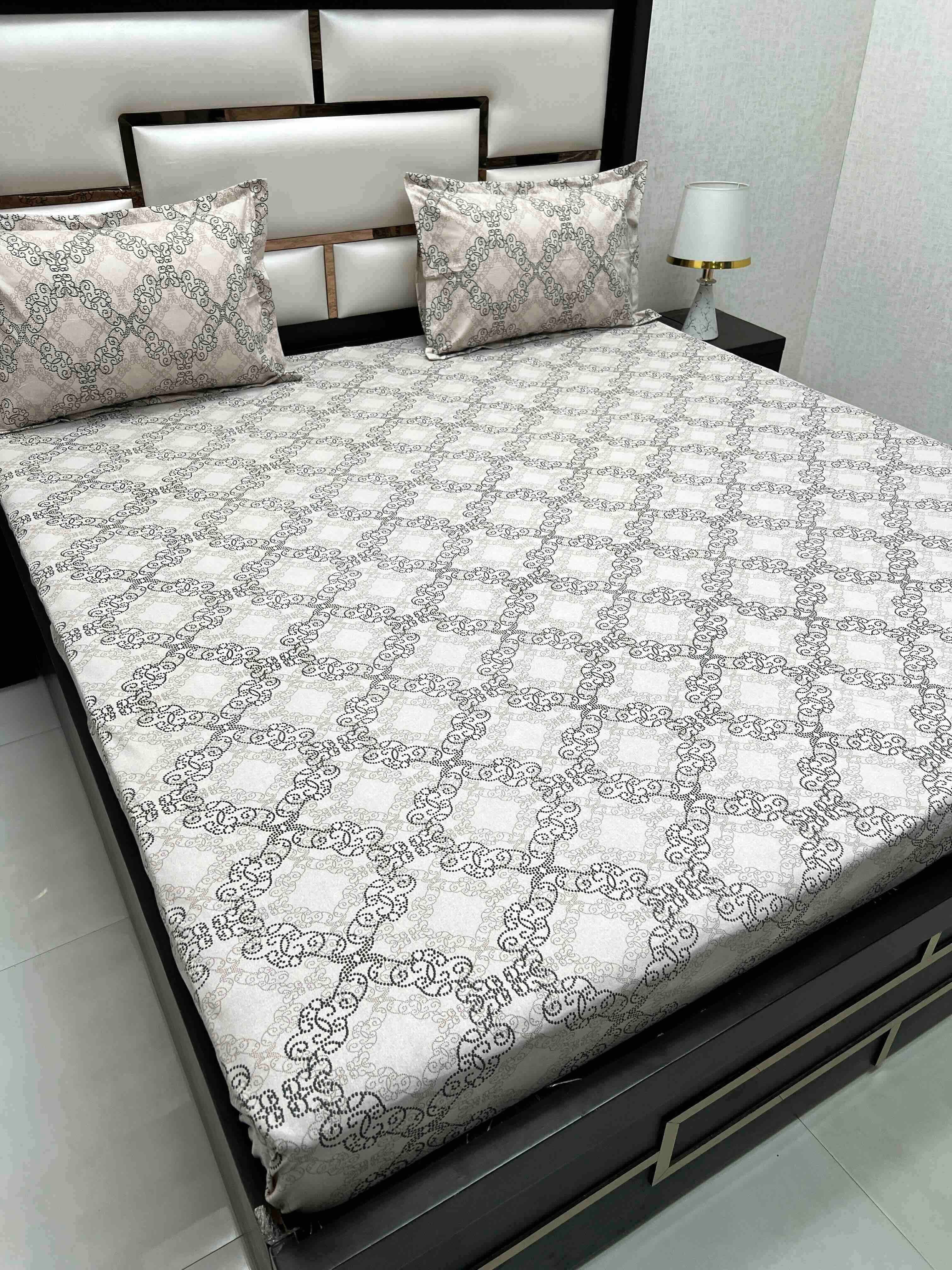 A-4544 Pure Cotton 180 TC King Size Double Bedsheet (274X274) with Two Pillow Covers (50X76)