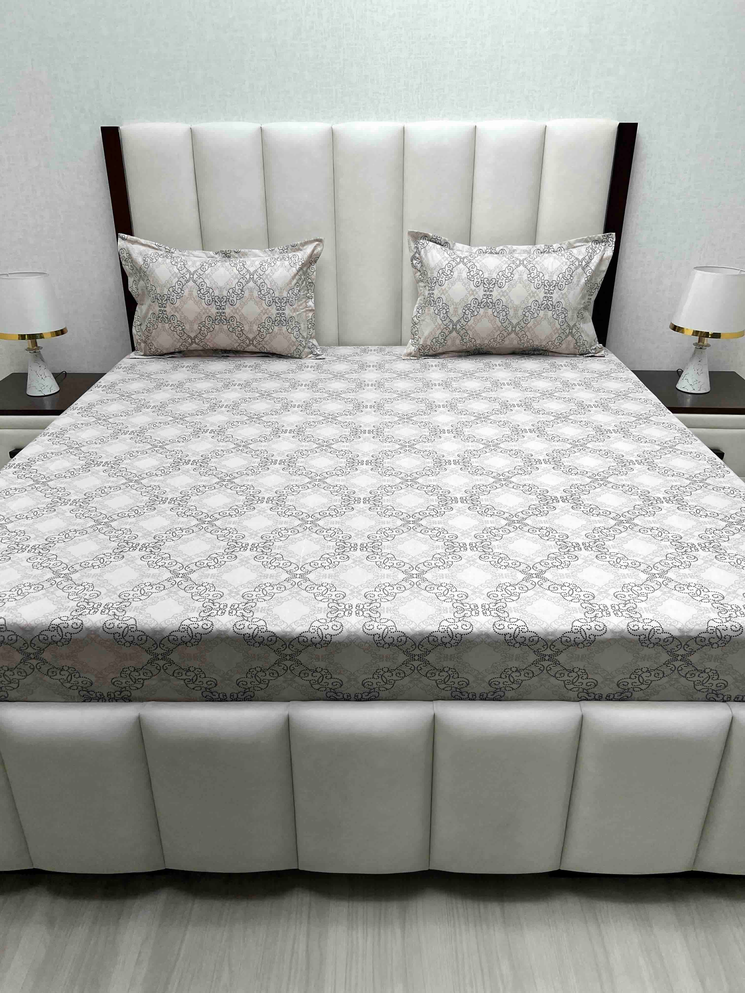 A-4544 Pure Cotton 180 TC King Size Double Bedsheet (274X274) with Two Pillow Covers (50X76)