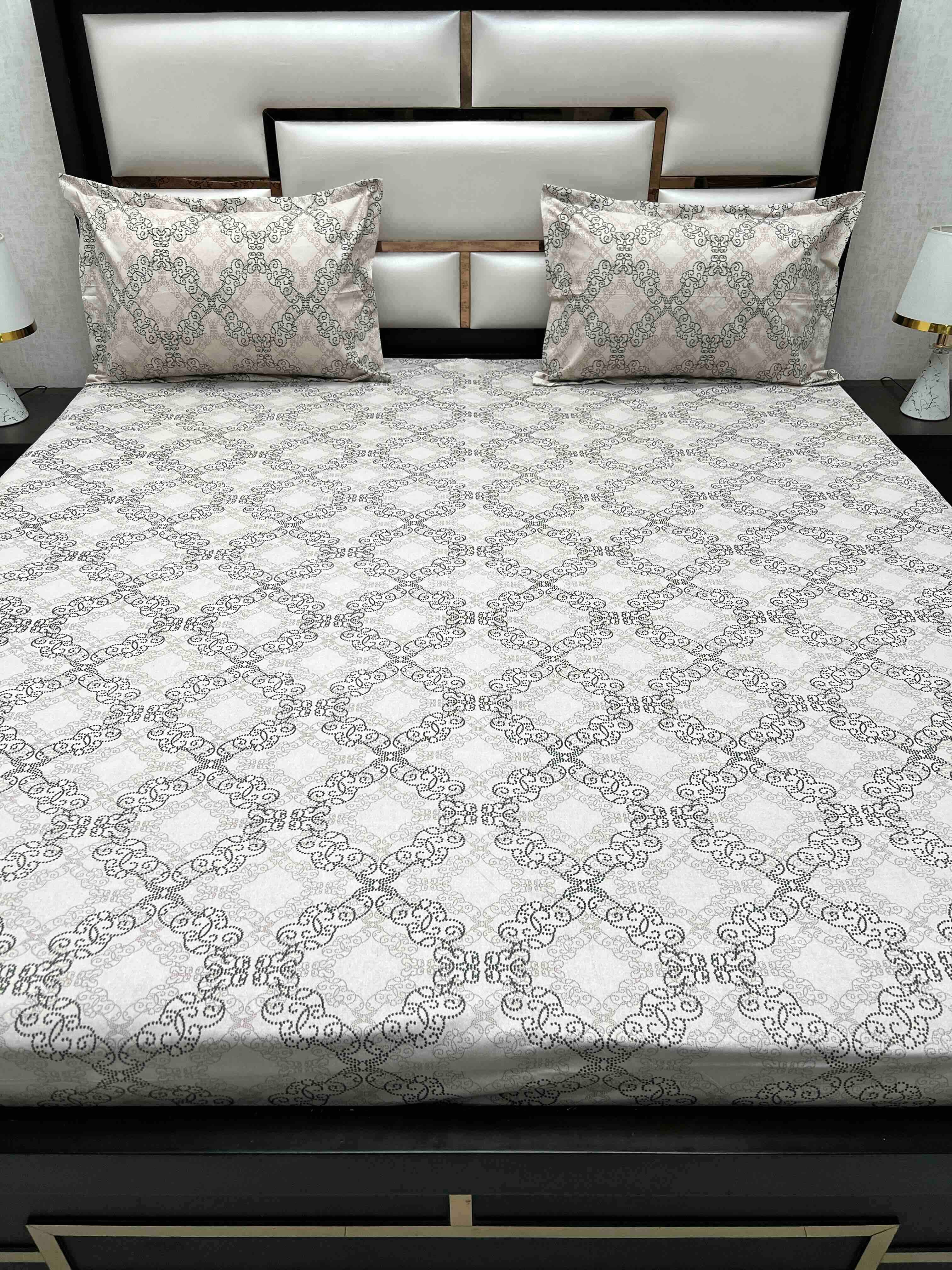 A-4544 Pure Cotton 180 TC King Size Double Bedsheet (274X274) with Two Pillow Covers (50X76)