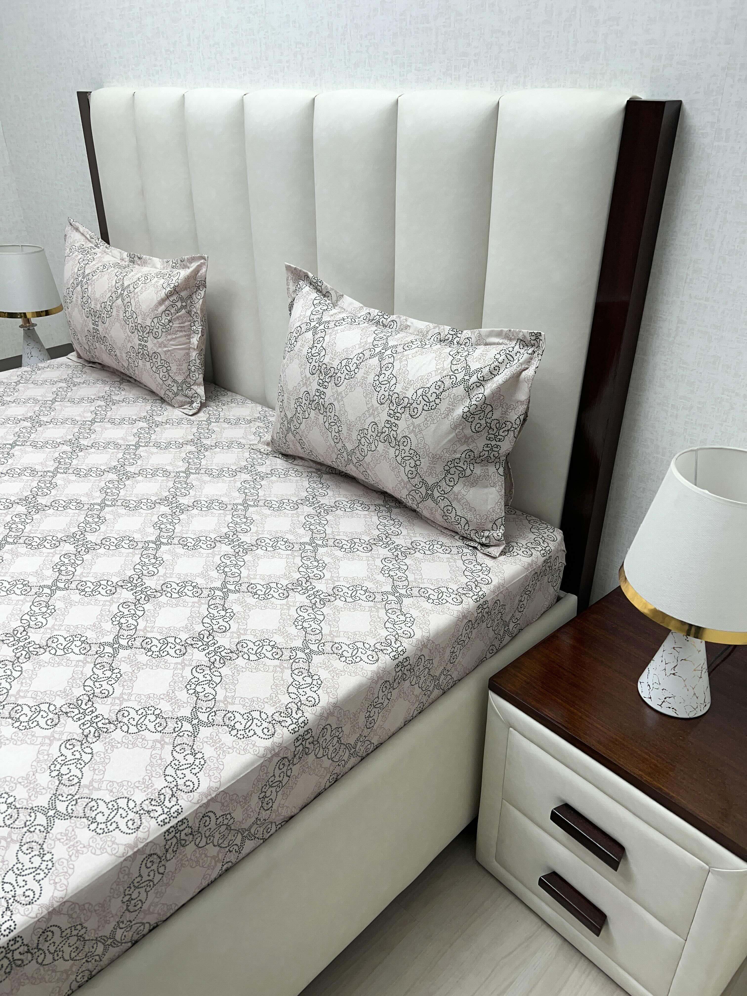 A-4544 Pure Cotton 180 TC King Size Double Bedsheet (274X274) with Two Pillow Covers (50X76)
