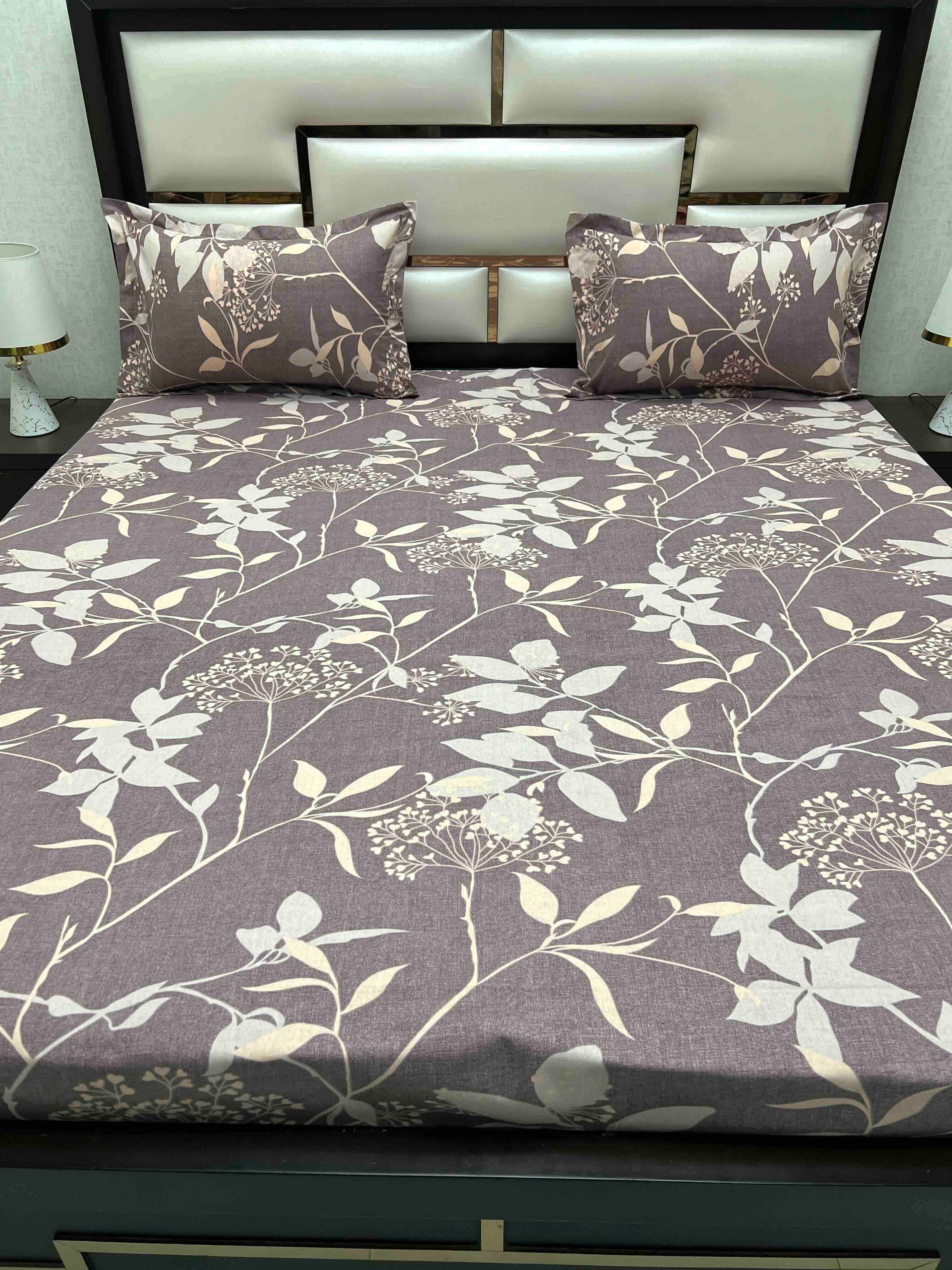 A-4545 Pure Cotton 180 TC King Size Double Bedsheet (274X274) with Two Pillow Covers (50X76)