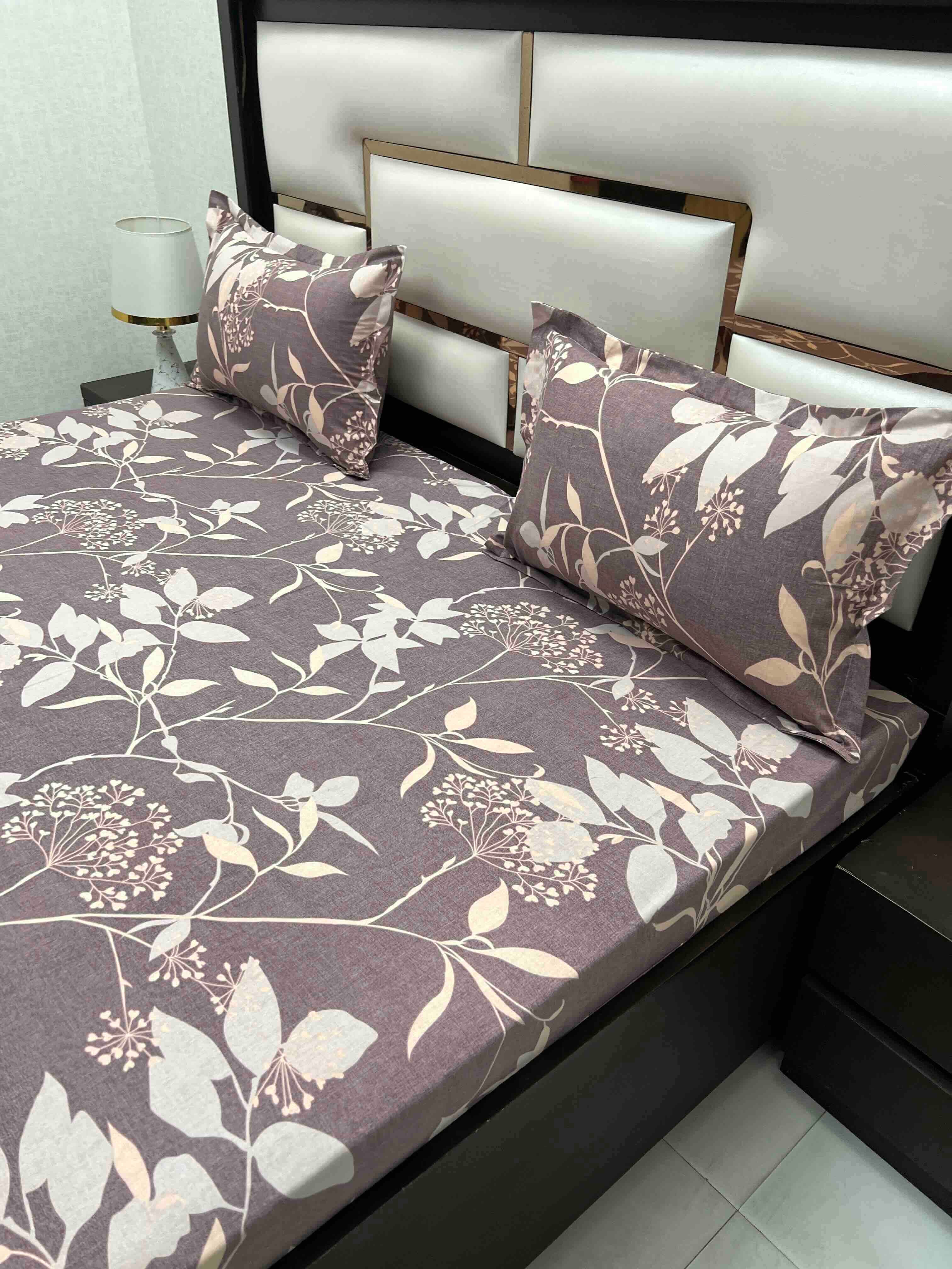 A-4545 Pure Cotton 180 TC King Size Double Bedsheet (274X274) with Two Pillow Covers (50X76)