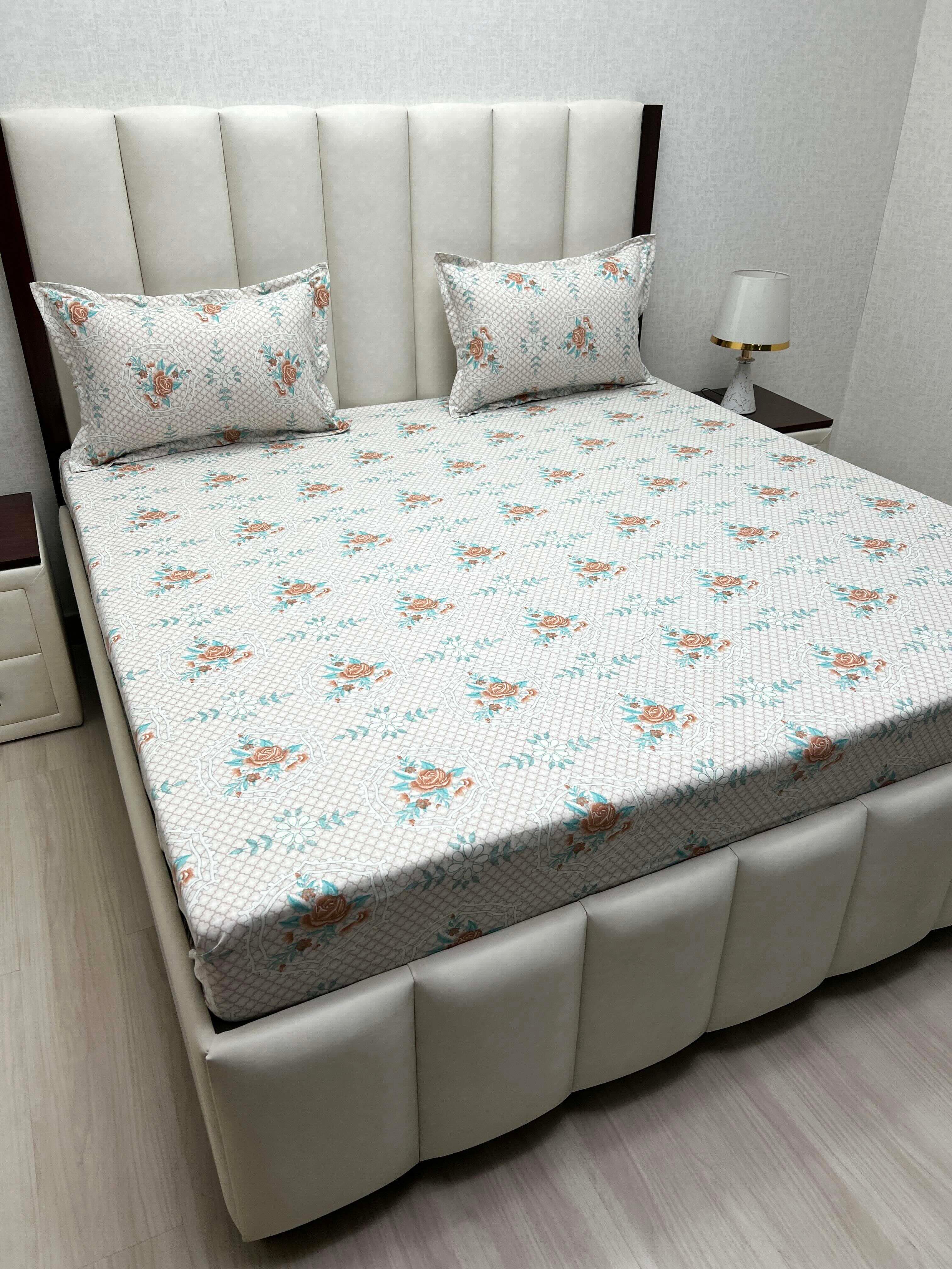 A-4547 Pure Cotton 180 TC King Size Double Bedsheet (274X274) with Two Pillow Covers (50X76)