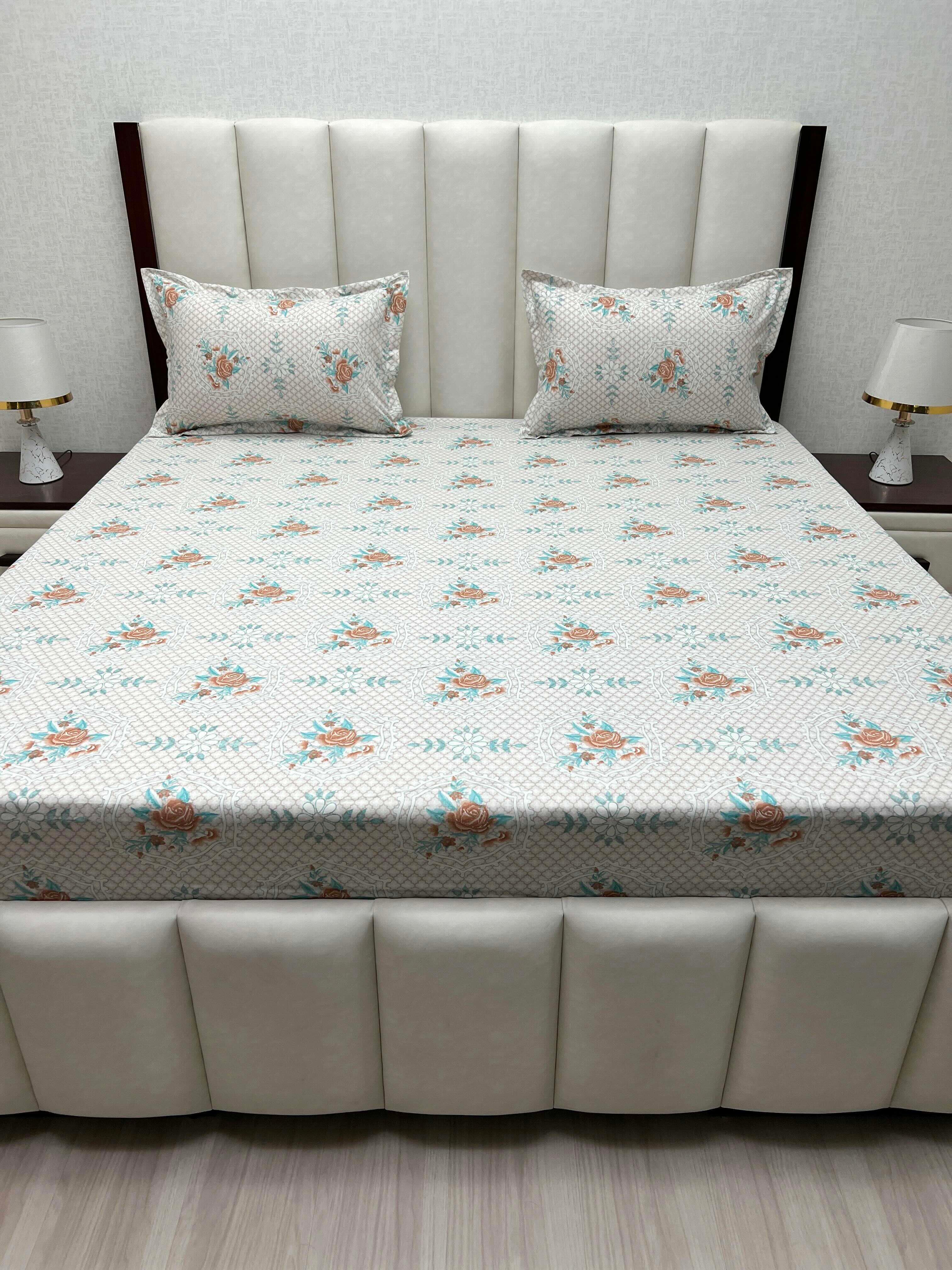 A-4547 Pure Cotton 180 TC King Size Double Bedsheet (274X274) with Two Pillow Covers (50X76)