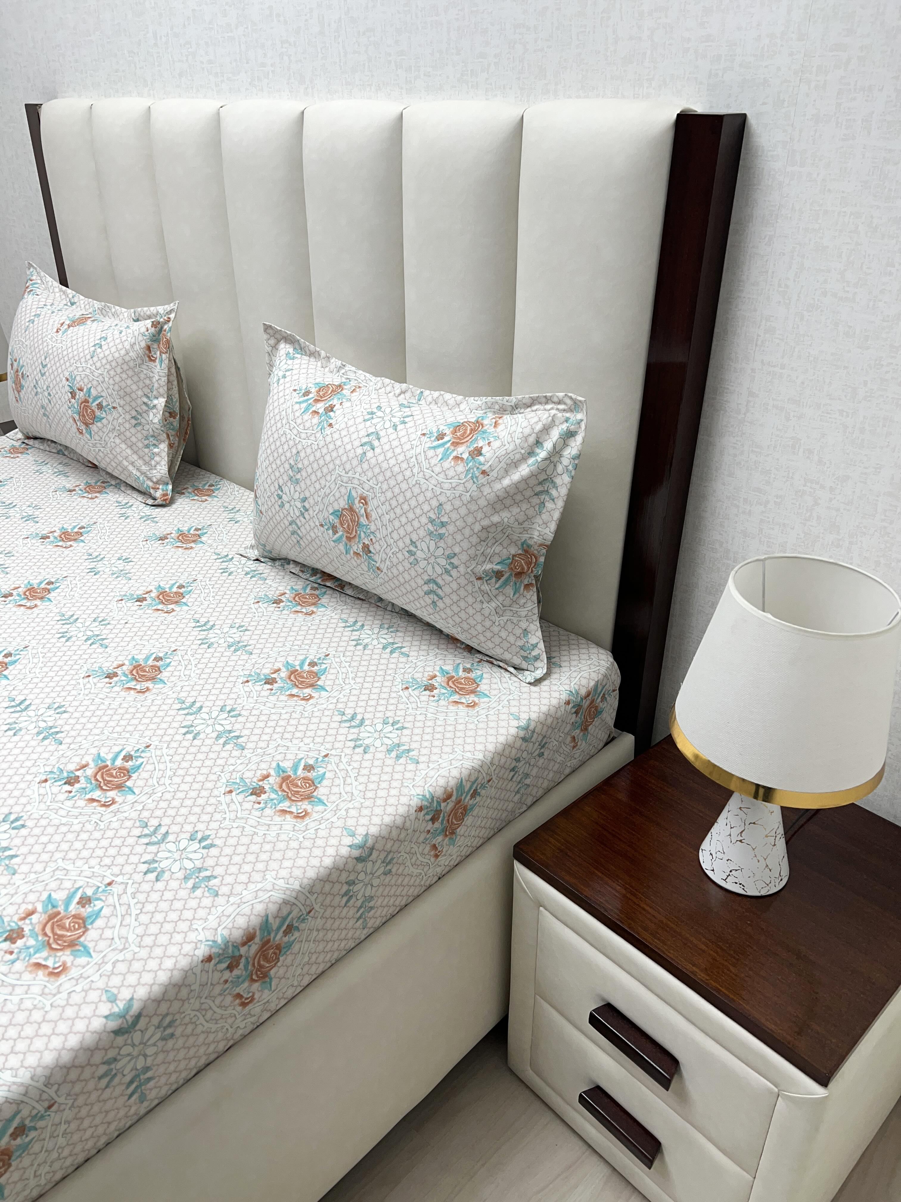 A-4547 Pure Cotton 180 TC King Size Double Bedsheet (274X274) with Two Pillow Covers (50X76)