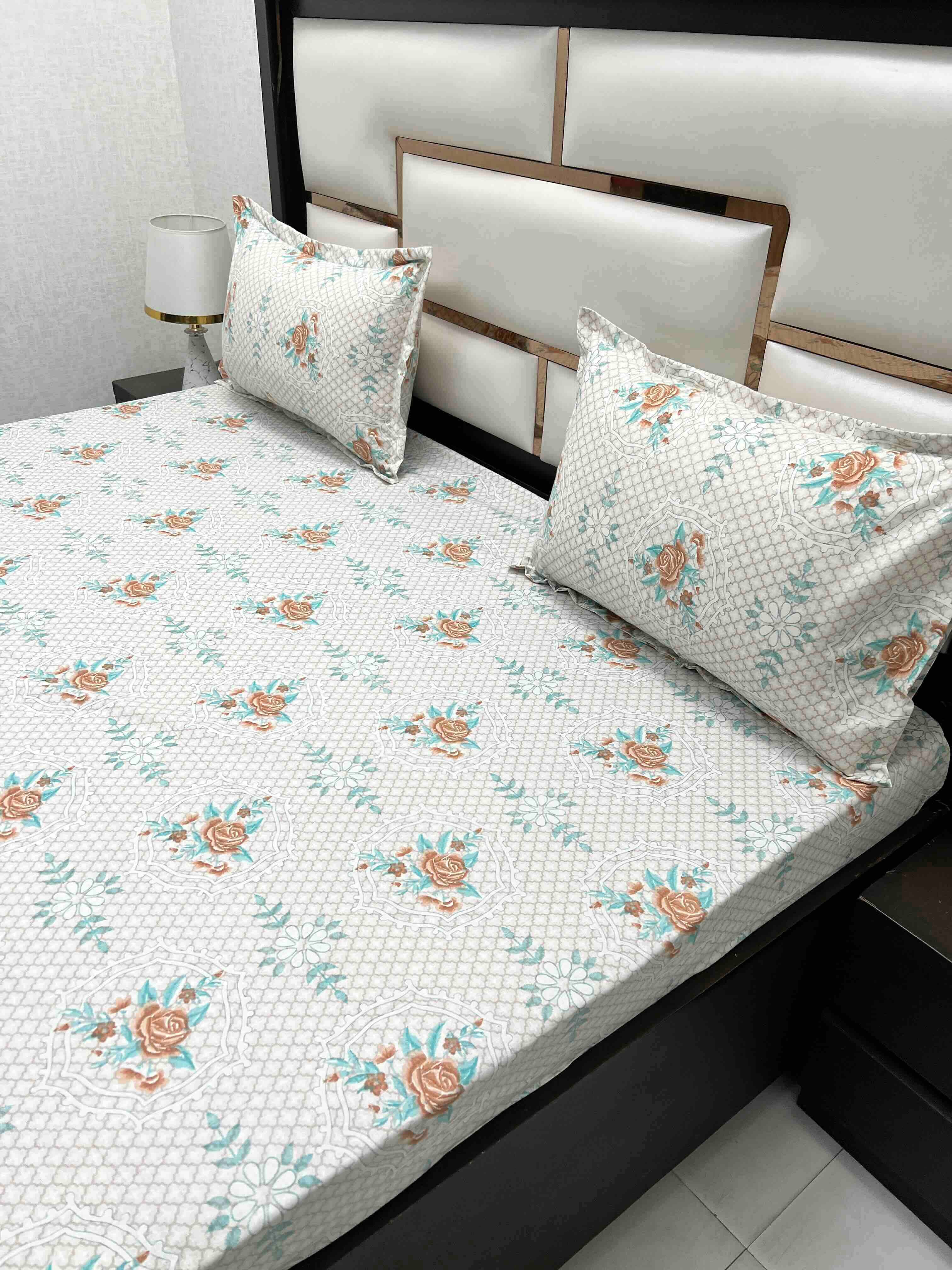 A-4547 Pure Cotton 180 TC King Size Double Bedsheet (274X274) with Two Pillow Covers (50X76)