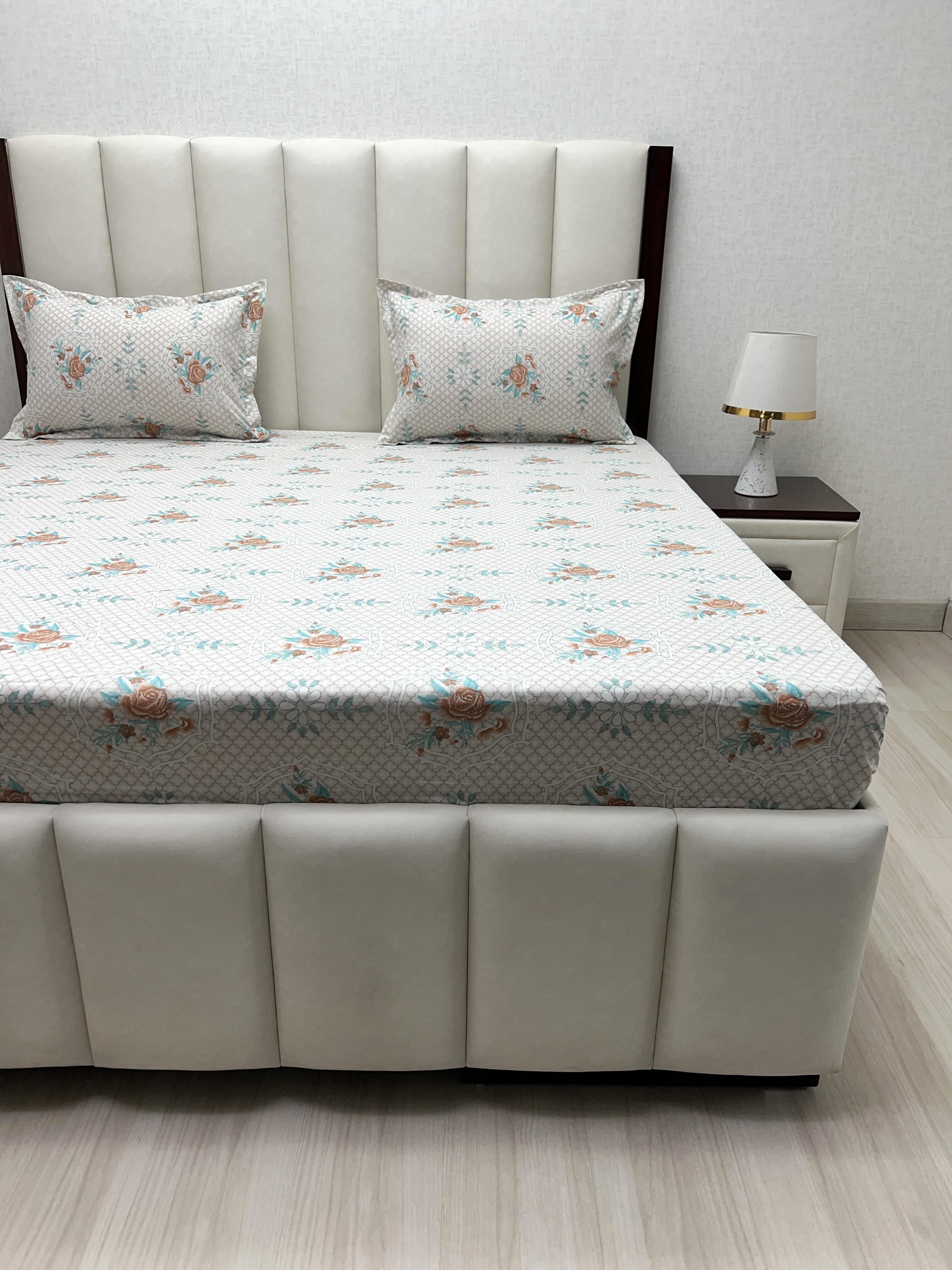A-4547 Pure Cotton 180 TC King Size Double Bedsheet (274X274) with Two Pillow Covers (50X76)