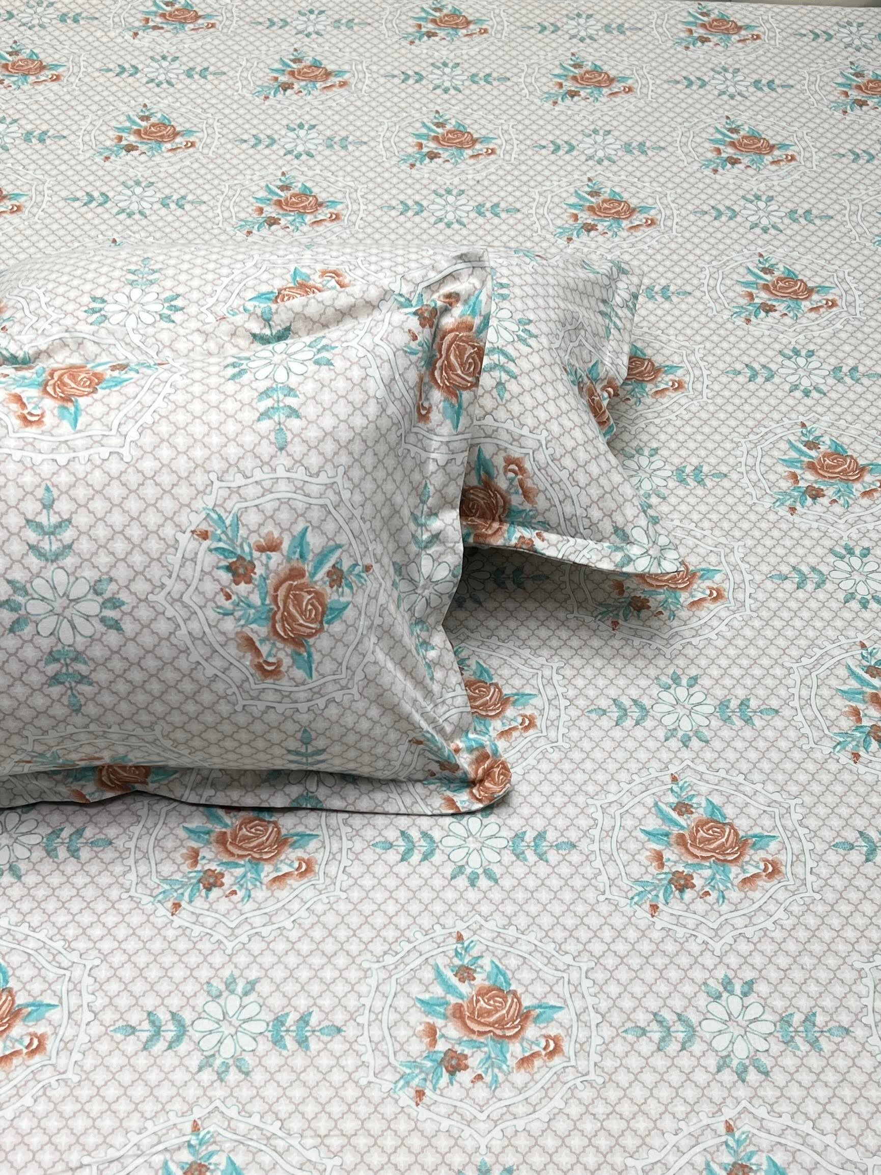 A-4547 Pure Cotton 180 TC King Size Double Bedsheet (274X274) with Two Pillow Covers (50X76)