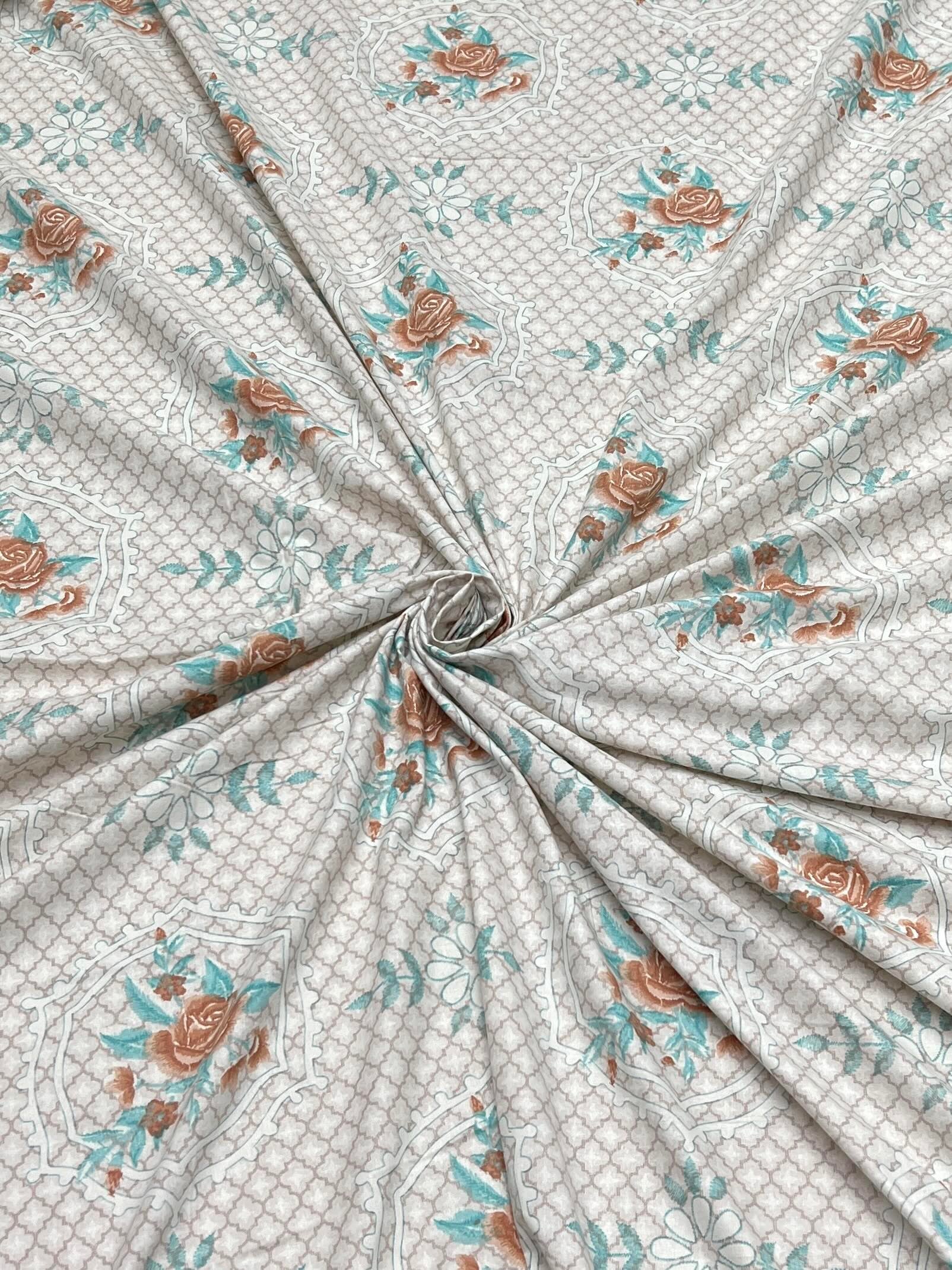 A-4547 Pure Cotton 180 TC King Size Double Bedsheet (274X274) with Two Pillow Covers (50X76)