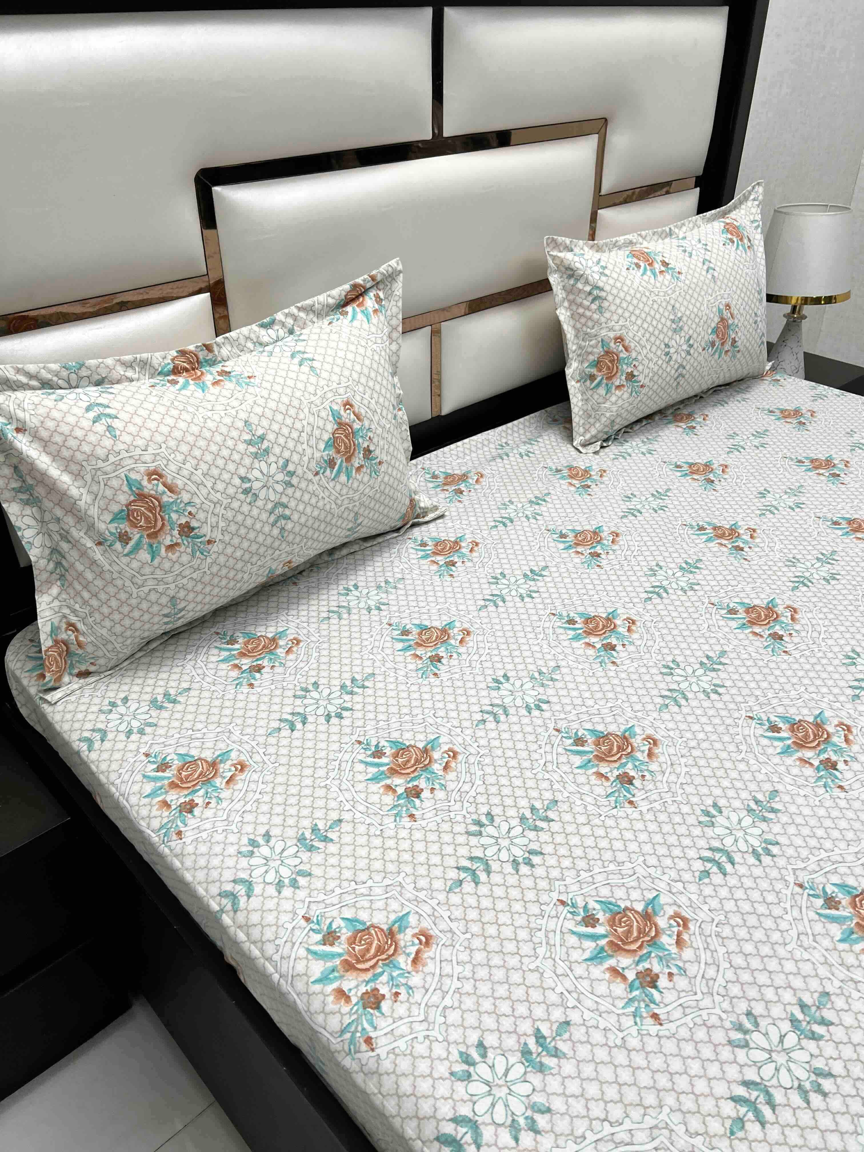 A-4547 Pure Cotton 180 TC King Size Double Bedsheet (274X274) with Two Pillow Covers (50X76)