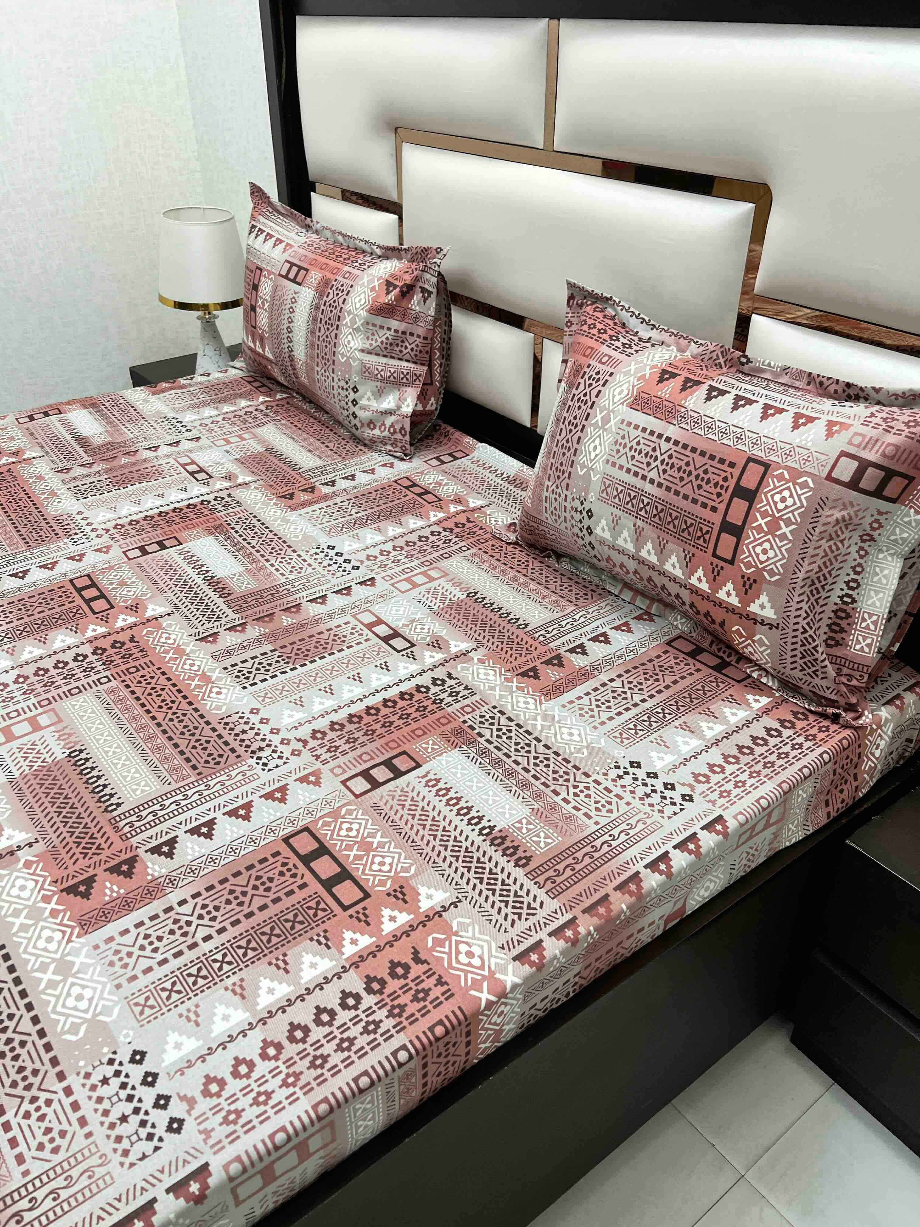 A-4548 Pure Cotton 180 TC King Size Double Bedsheet (274X274) with Two Pillow Covers (50X76)