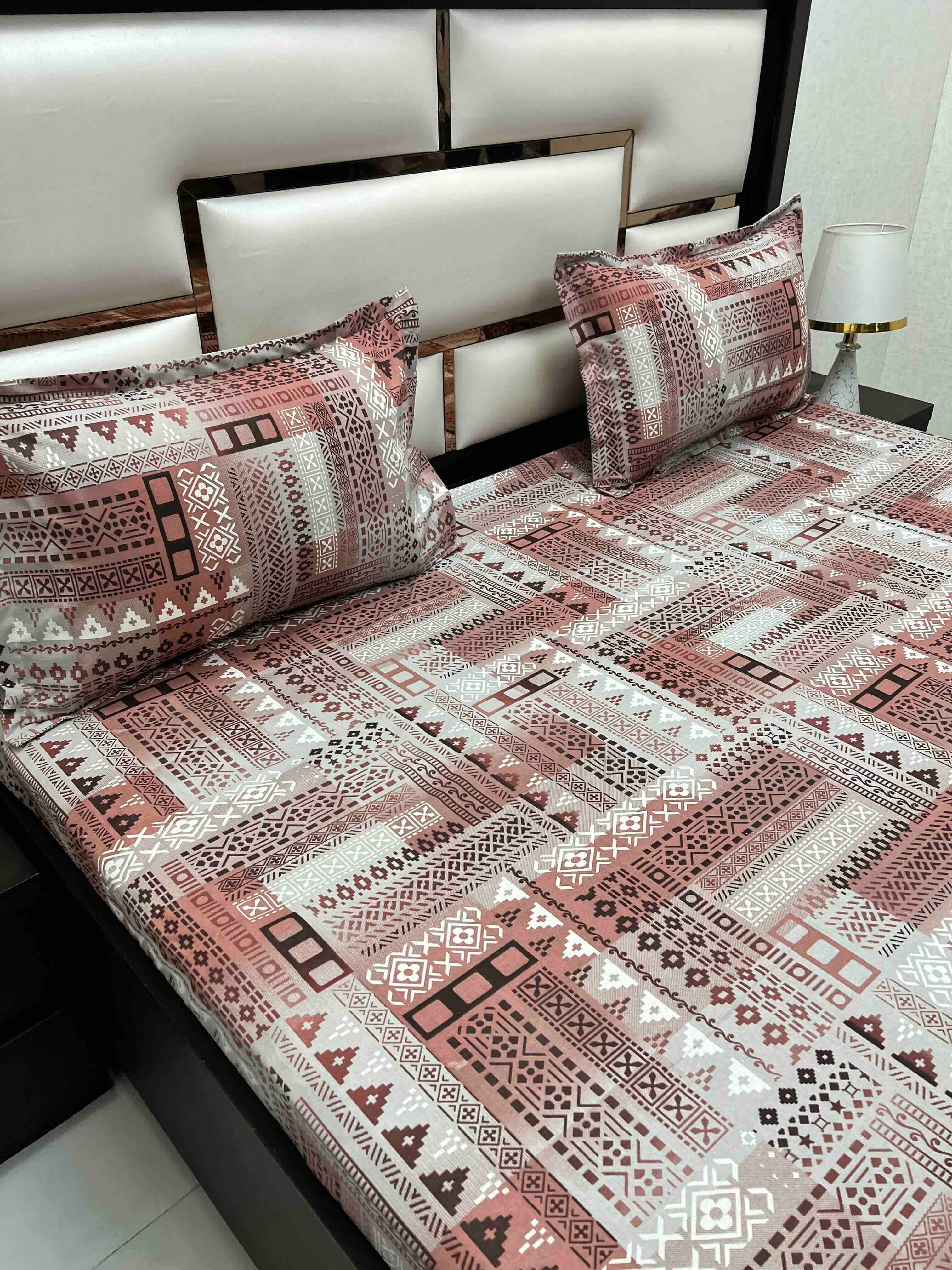 A-4548 Pure Cotton 180 TC King Size Double Bedsheet (274X274) with Two Pillow Covers (50X76)