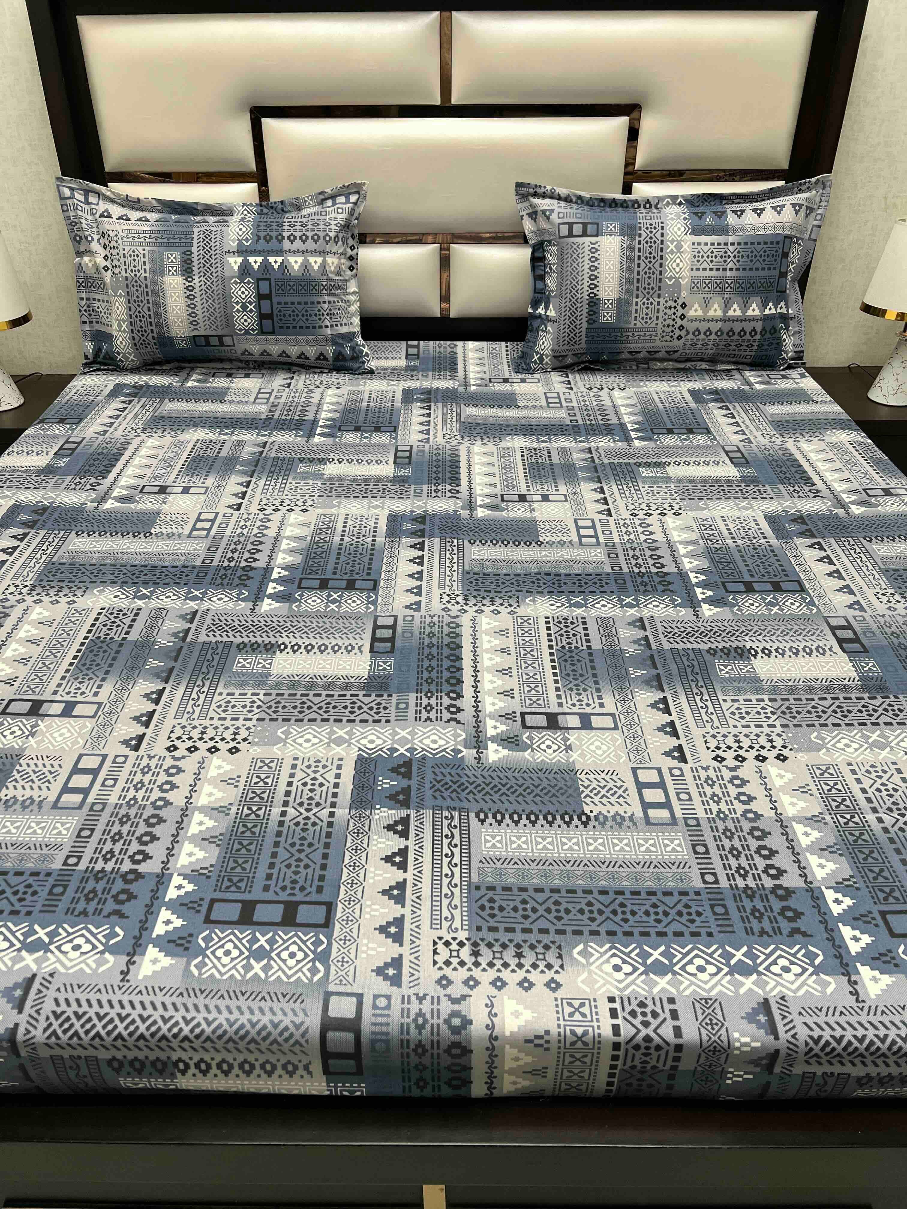 A-4549 Pure Cotton 180 TC King Size Double Bedsheet (274X274) with Two Pillow Covers (50X76)