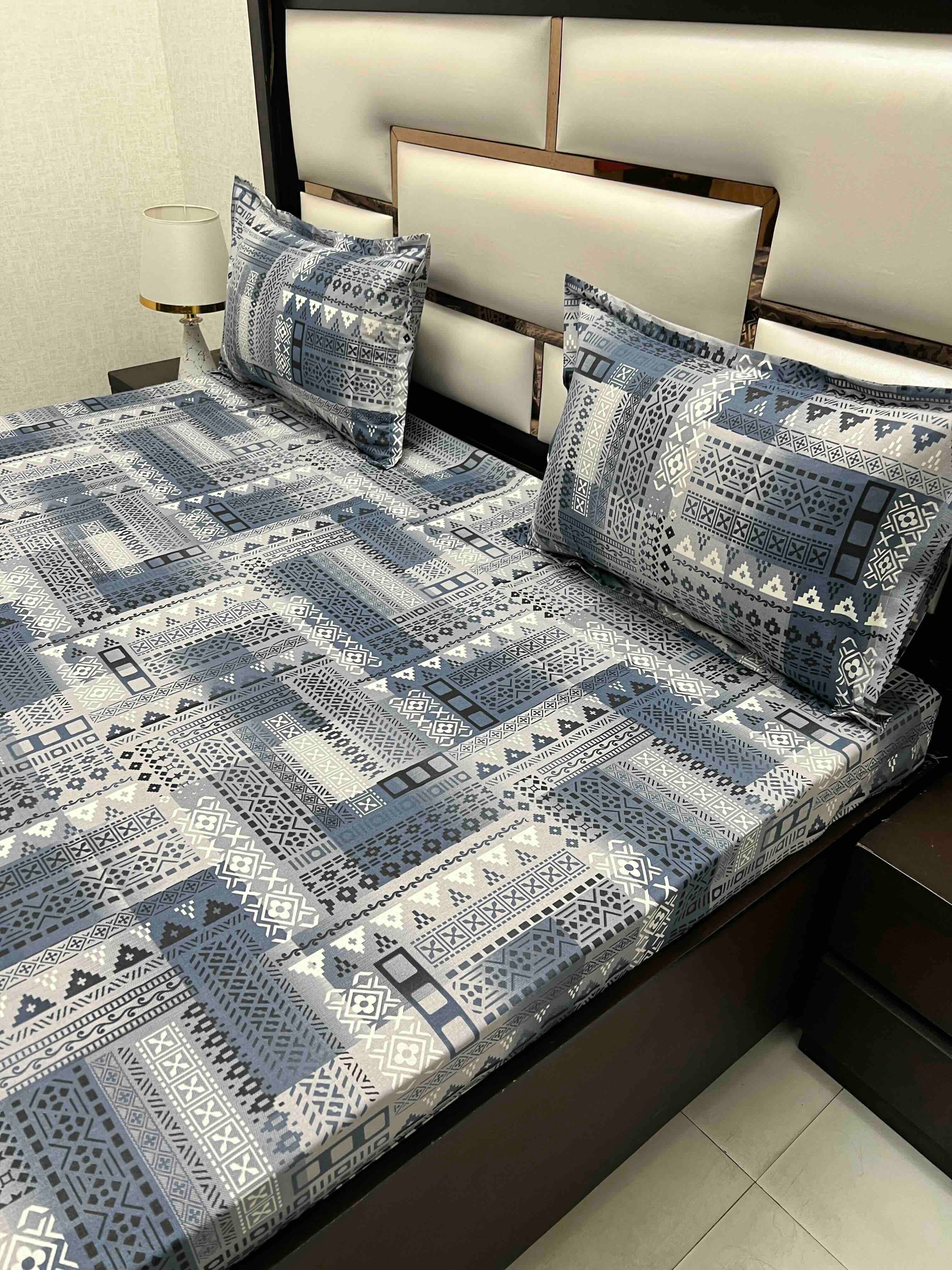 A-4549 Pure Cotton 180 TC King Size Double Bedsheet (274X274) with Two Pillow Covers (50X76)