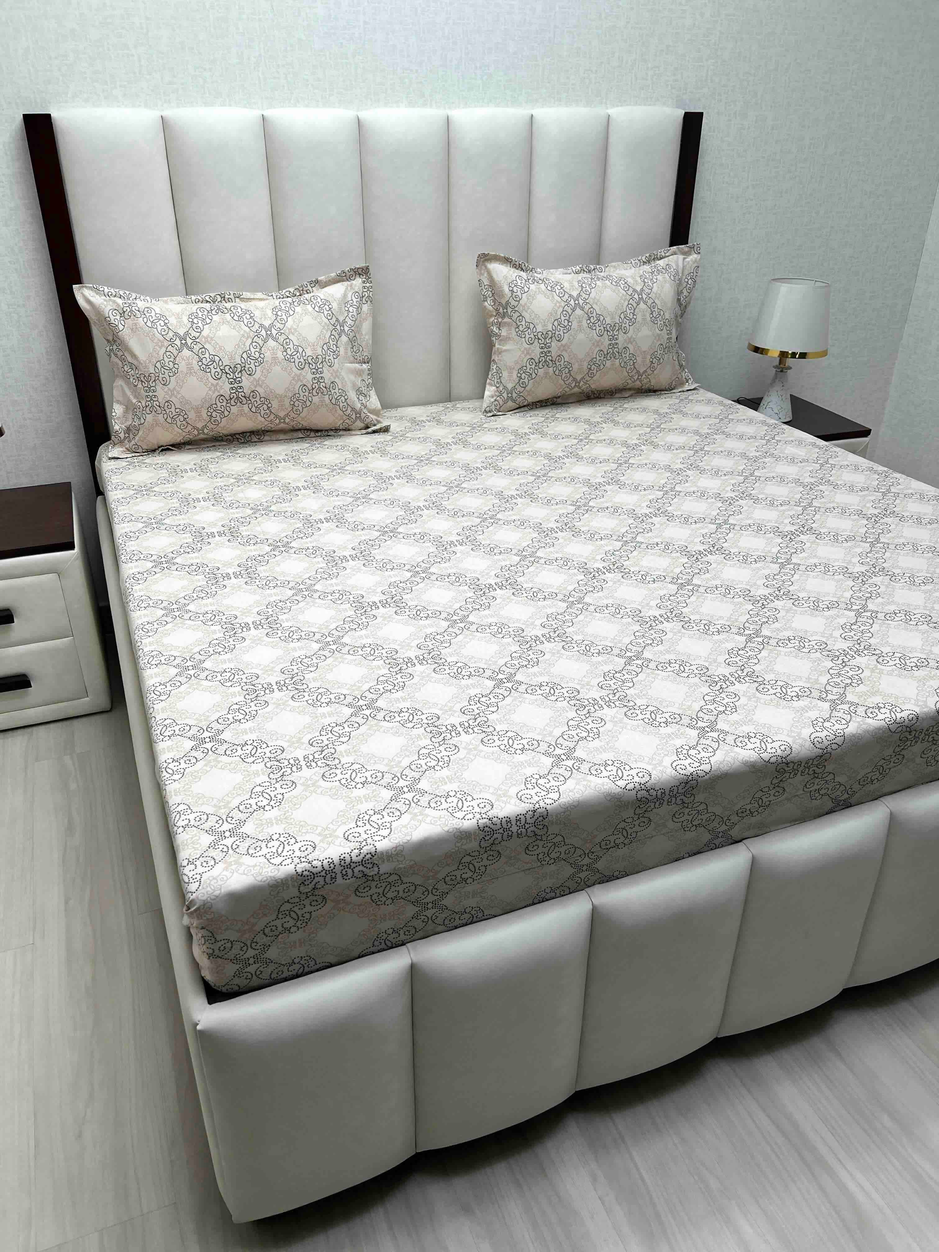 A-4551 Pure Cotton 180 TC King Size Double Bedsheet (274X274) with Two Pillow Covers (50X76)