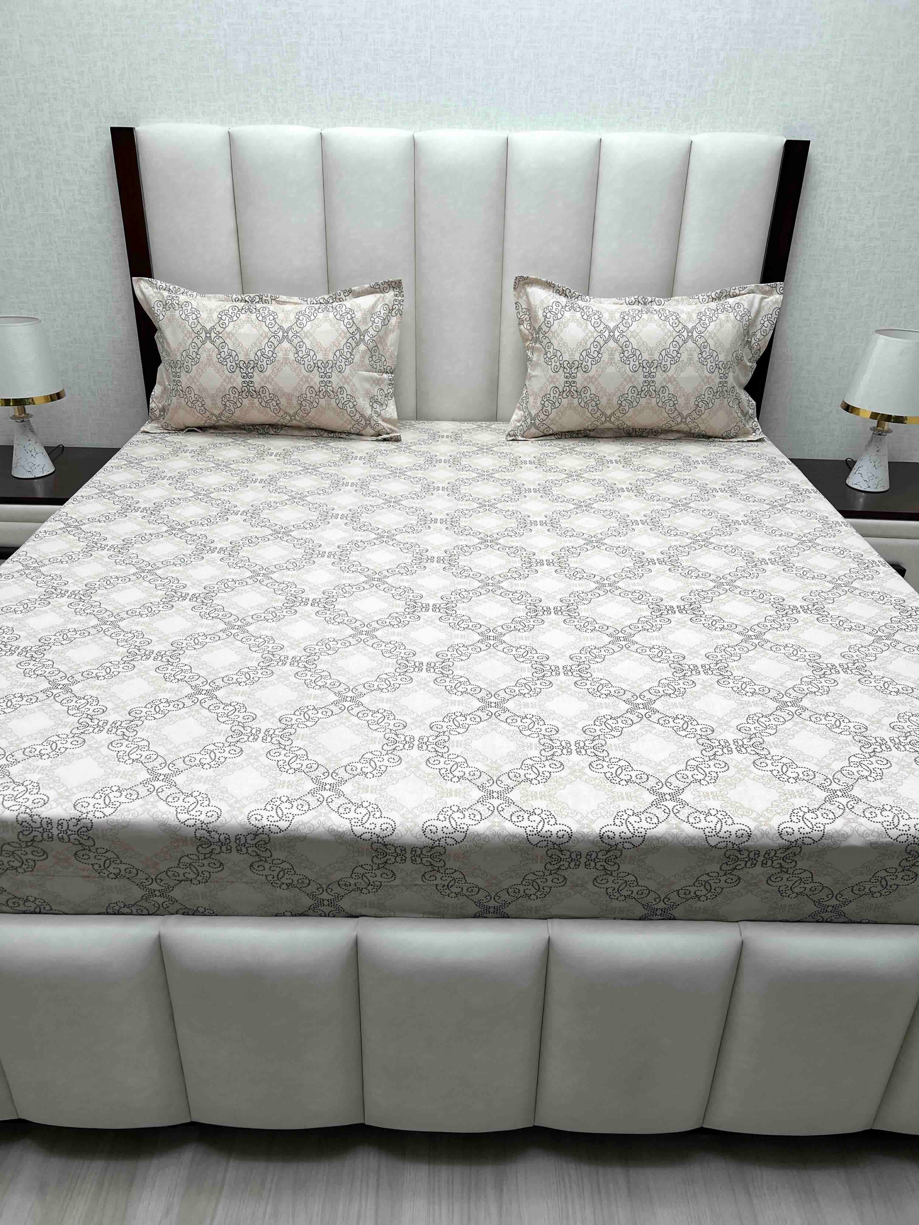 A-4551 Pure Cotton 180 TC King Size Double Bedsheet (274X274) with Two Pillow Covers (50X76)