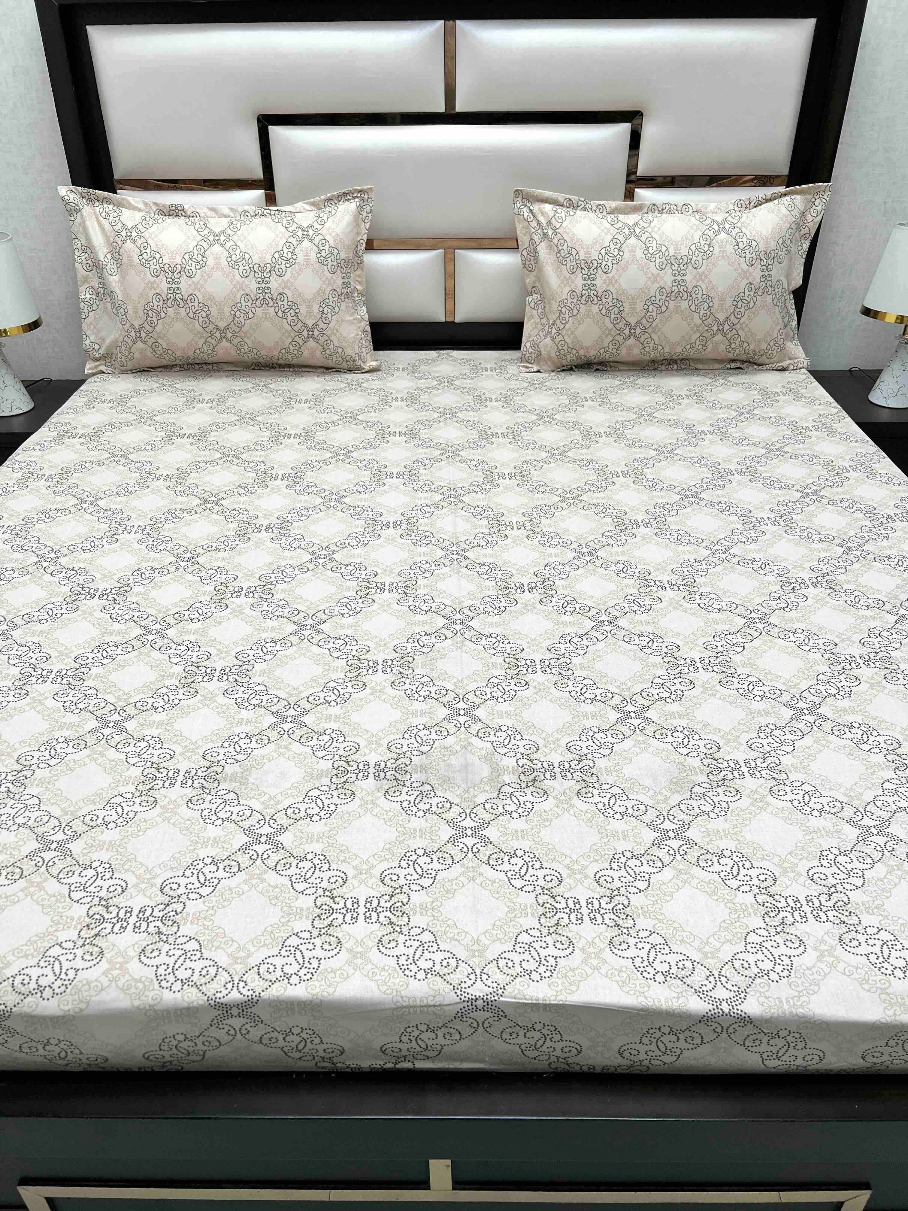 A-4551 Pure Cotton 180 TC King Size Double Bedsheet (274X274) with Two Pillow Covers (50X76)