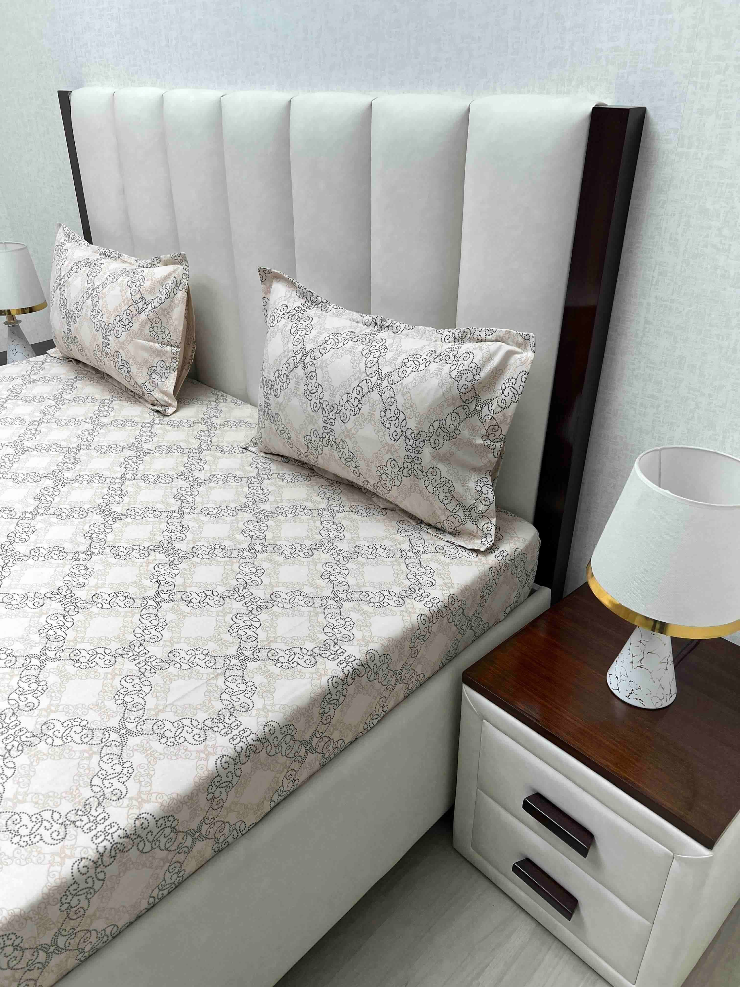 A-4551 Pure Cotton 180 TC King Size Double Bedsheet (274X274) with Two Pillow Covers (50X76)