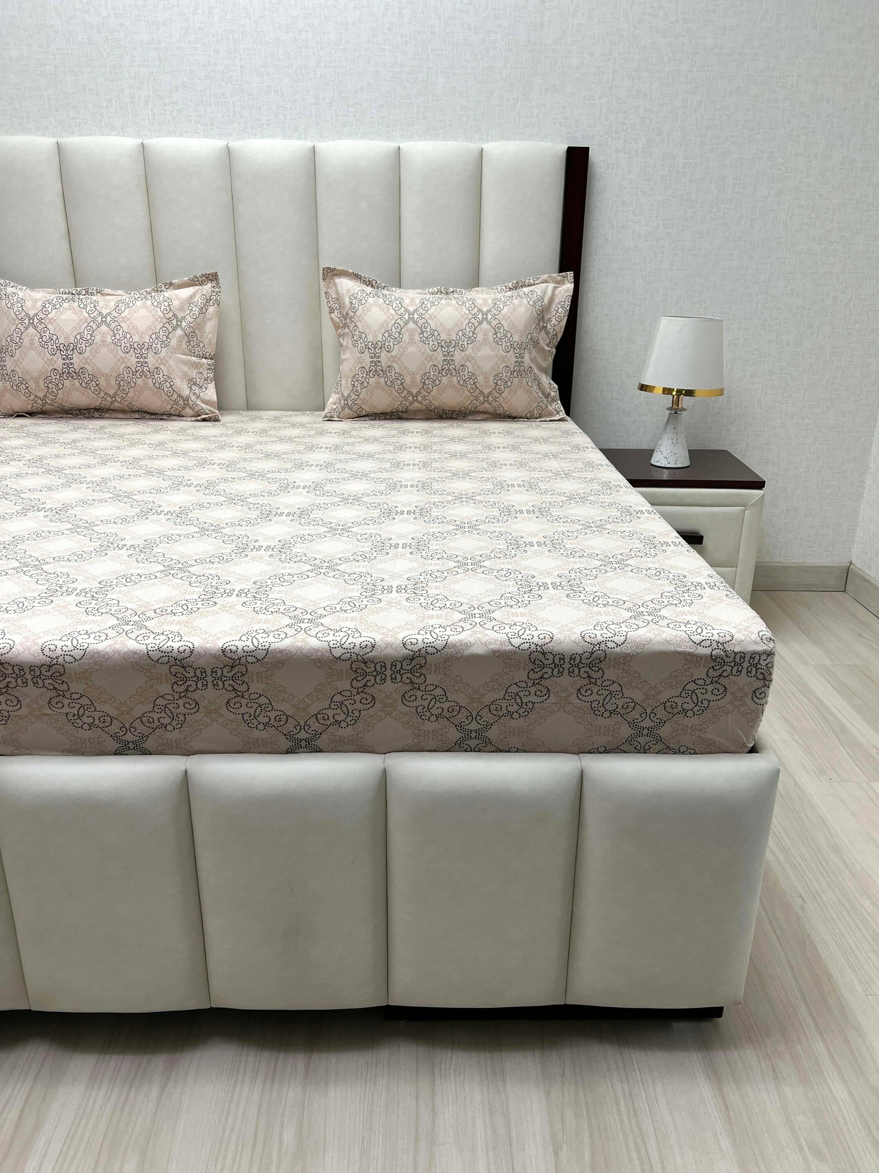 A-4551 Pure Cotton 180 TC King Size Double Bedsheet (274X274) with Two Pillow Covers (50X76)