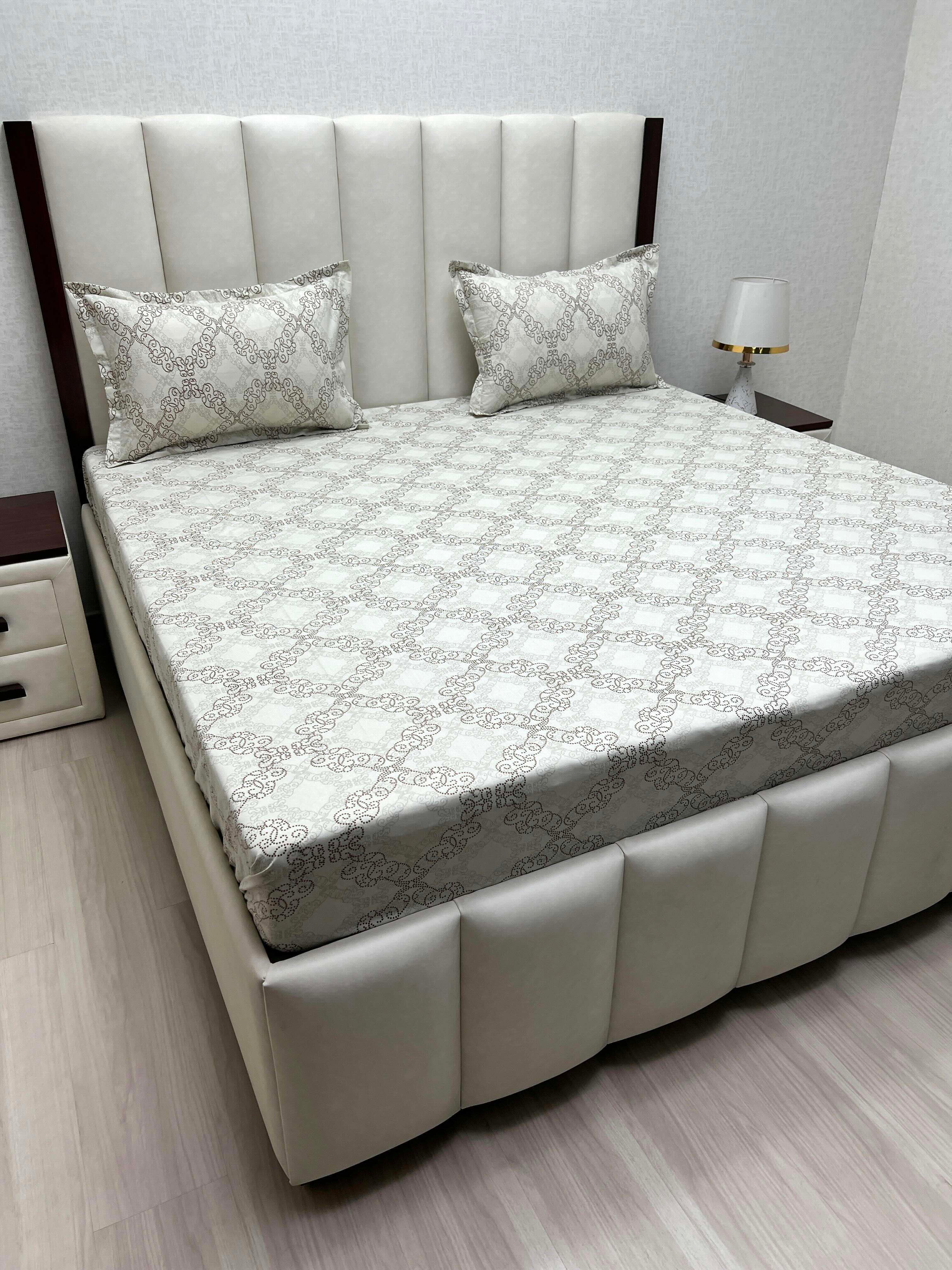 A-4552 Pure Cotton 180 TC King Size Double Bedsheet (274X274) with Two Pillow Covers (50X76)