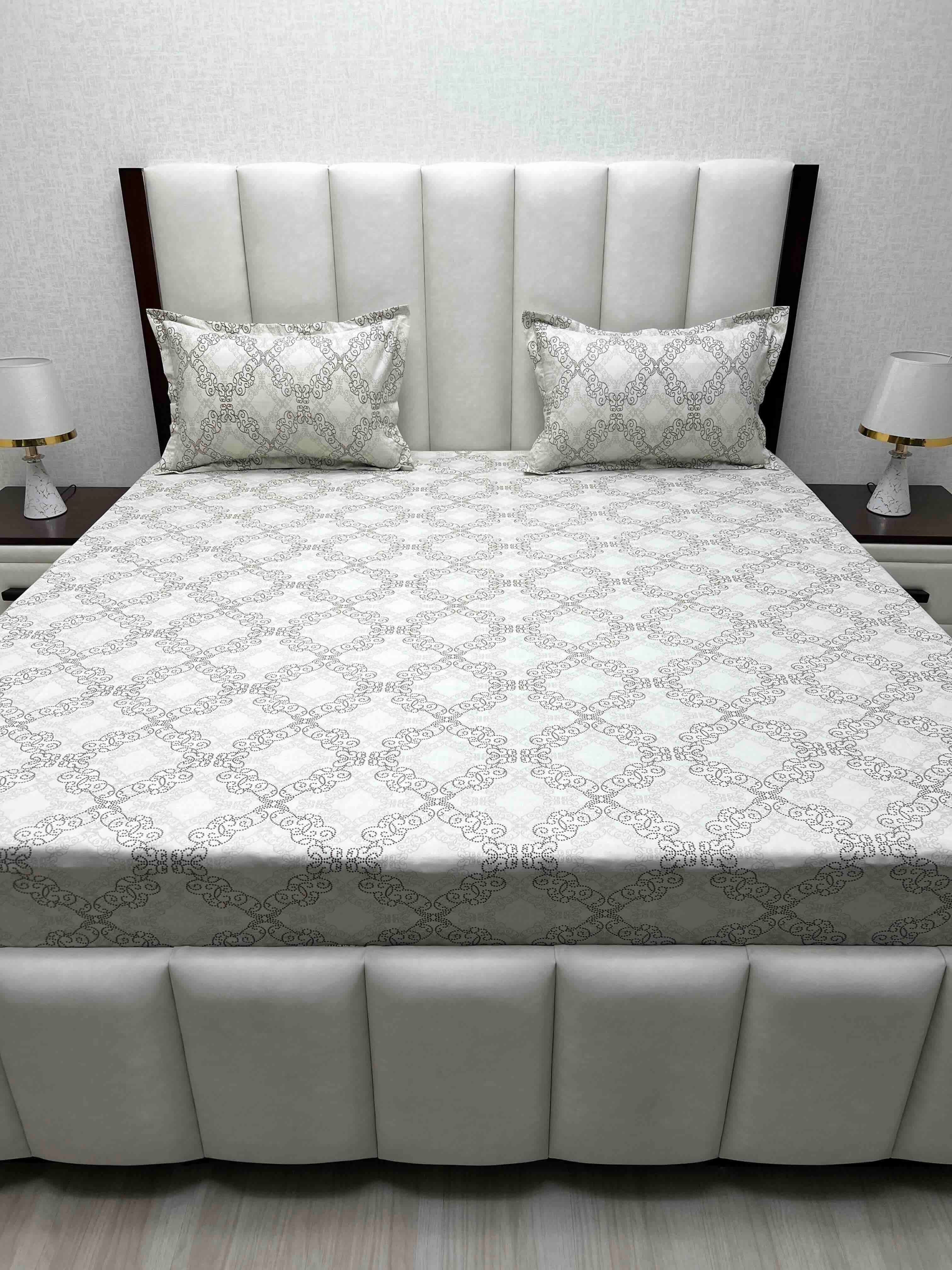 A-4552 Pure Cotton 180 TC King Size Double Bedsheet (274X274) with Two Pillow Covers (50X76)
