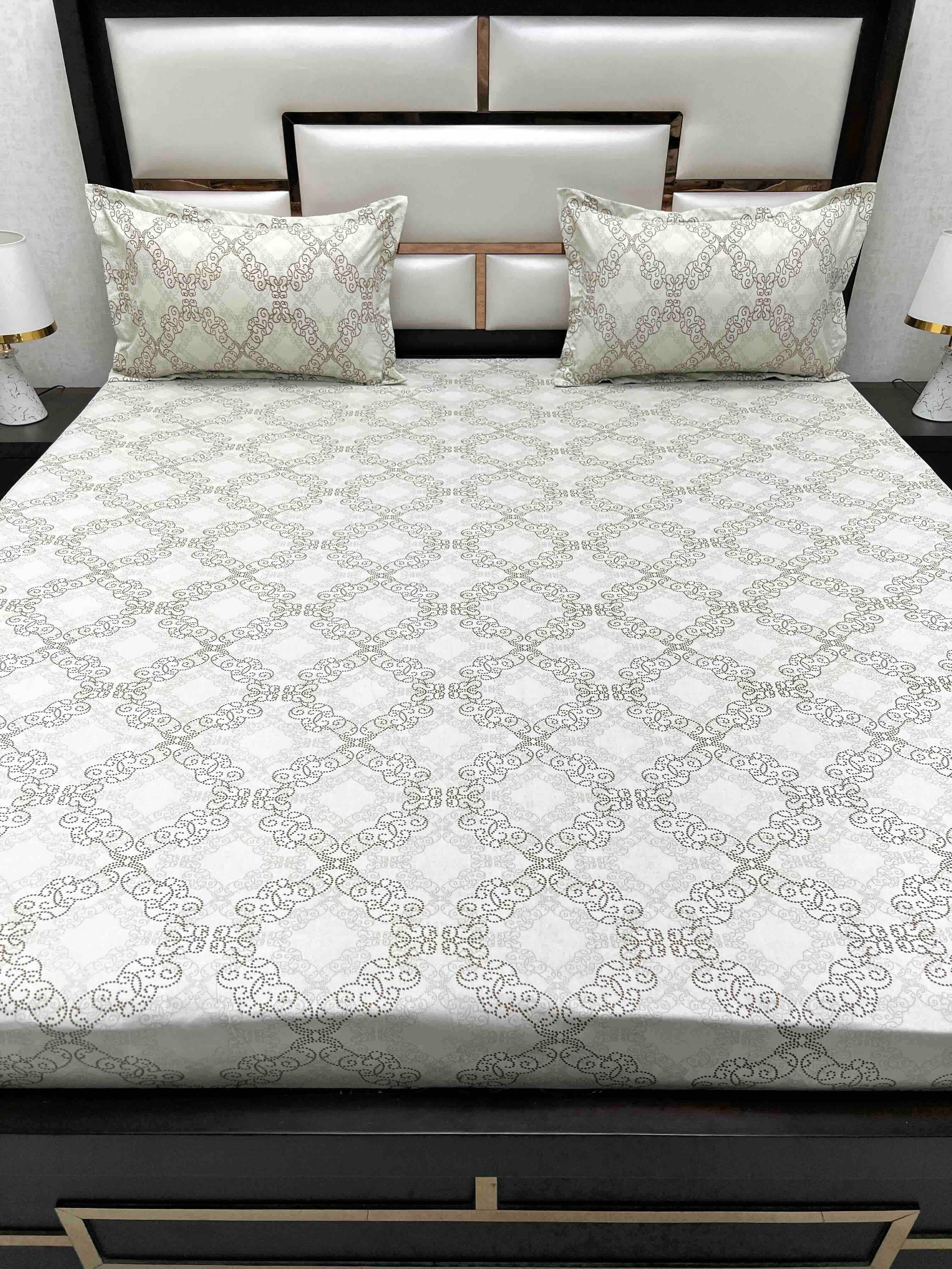 A-4552 Pure Cotton 180 TC King Size Double Bedsheet (274X274) with Two Pillow Covers (50X76)