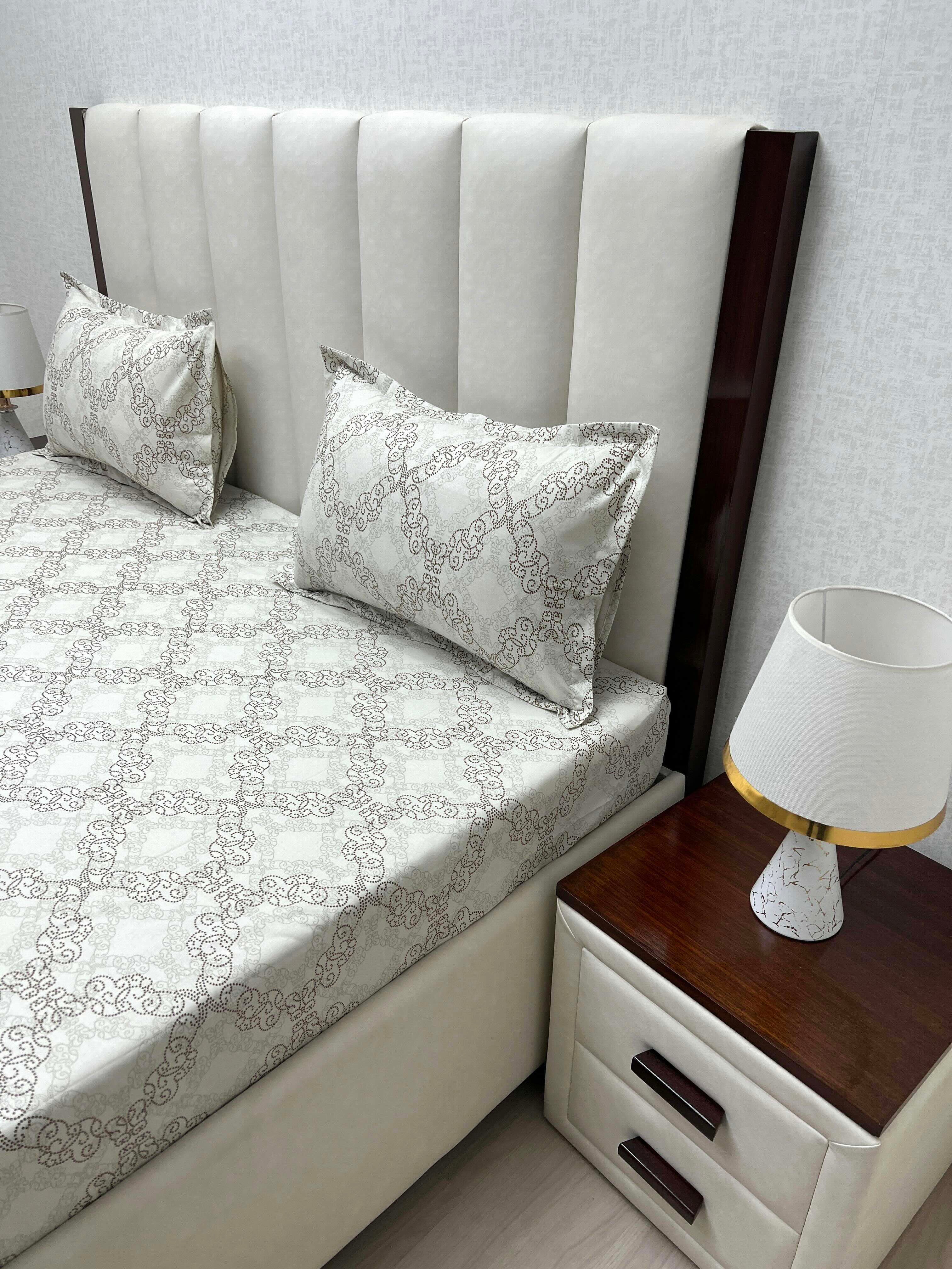 A-4552 Pure Cotton 180 TC King Size Double Bedsheet (274X274) with Two Pillow Covers (50X76)