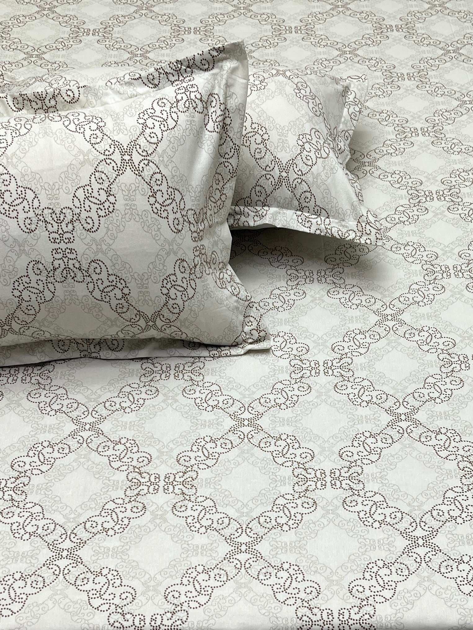 A-4552 Pure Cotton 180 TC King Size Double Bedsheet (274X274) with Two Pillow Covers (50X76)