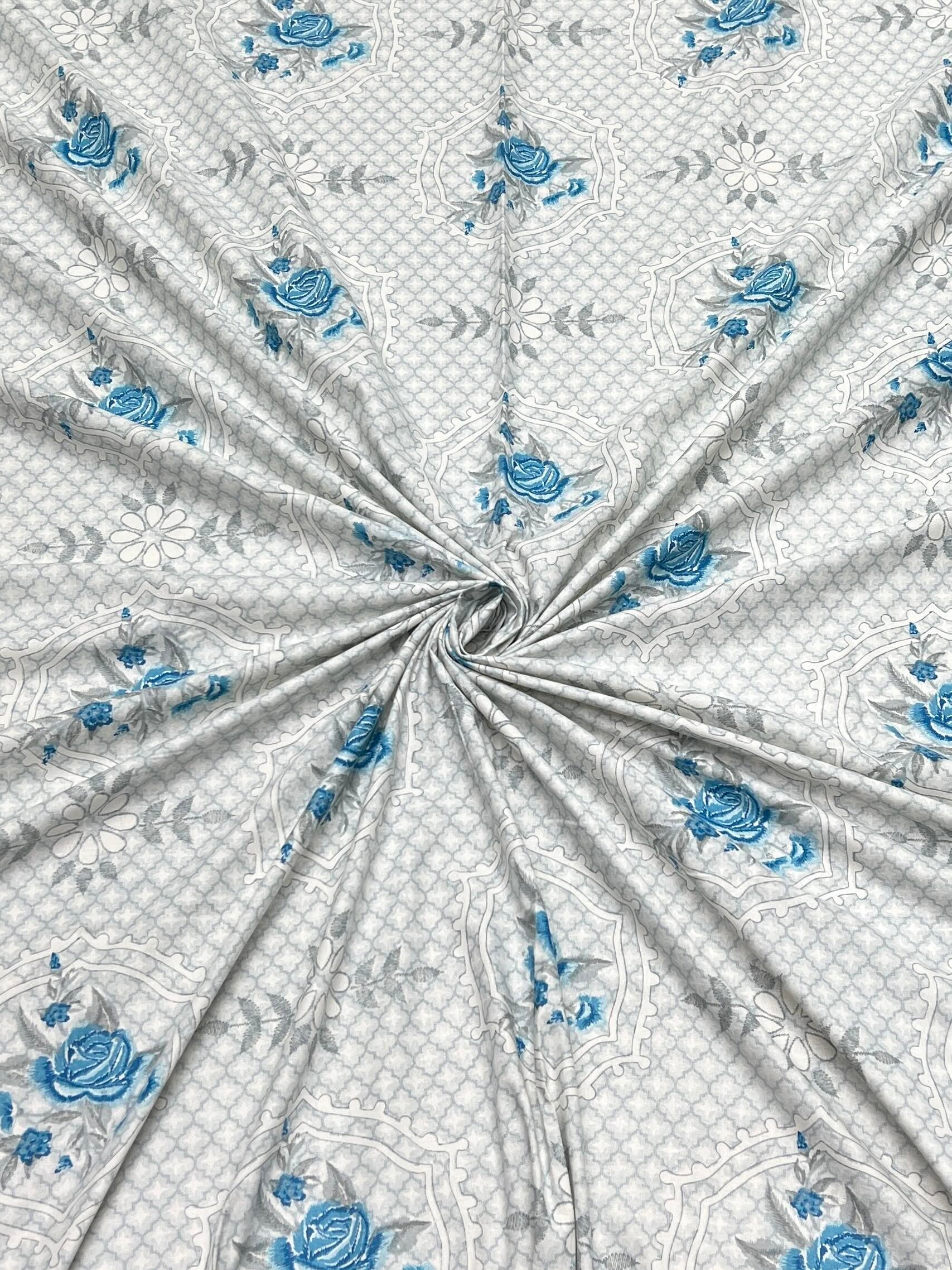 A-4553 Pure Cotton 180 TC King Size Double Bedsheet (274X274) with Two Pillow Covers (50X76)