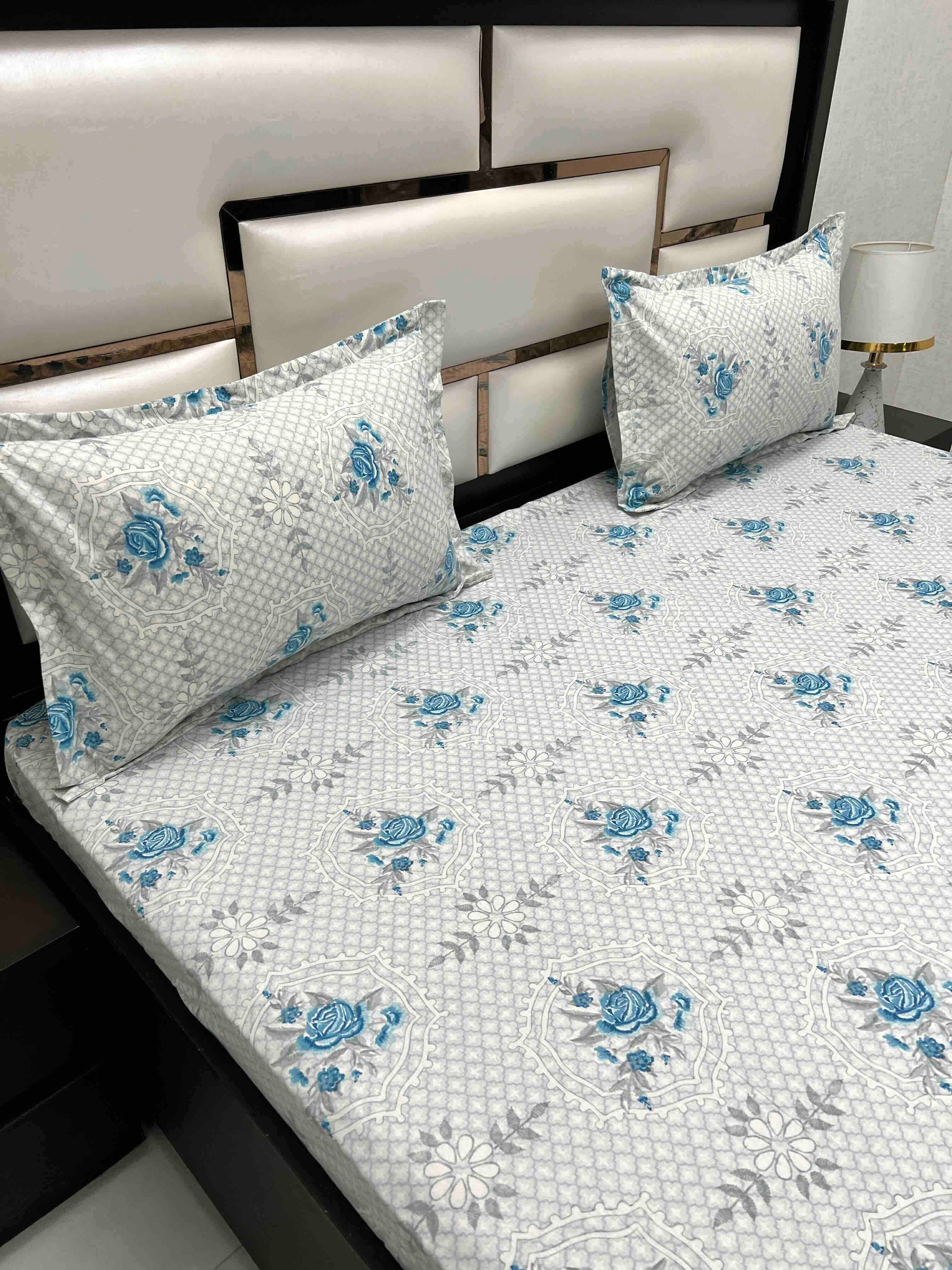 A-4553 Pure Cotton 180 TC King Size Double Bedsheet (274X274) with Two Pillow Covers (50X76)