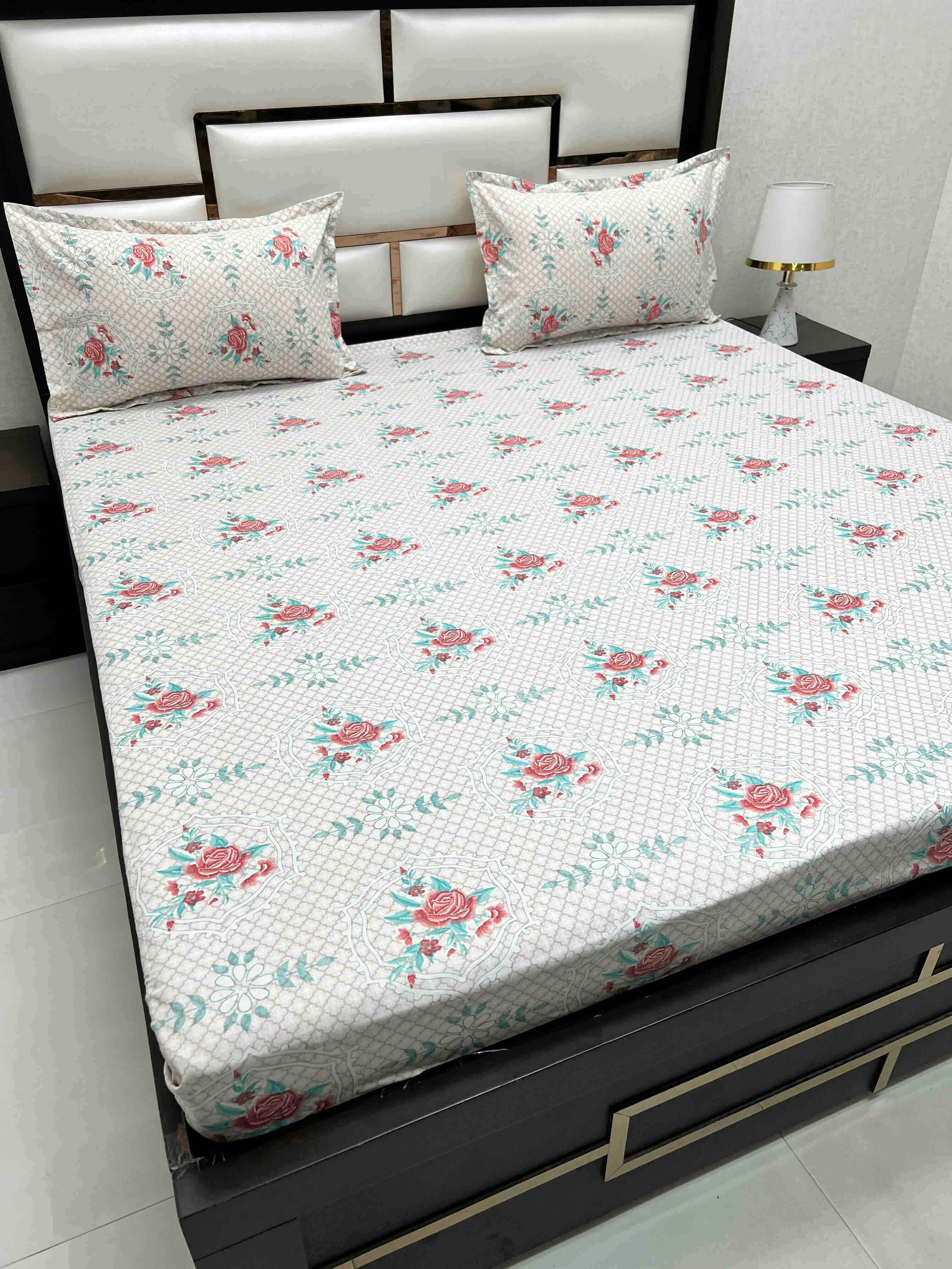 A-4554 Pure Cotton 180 TC King Size Double Bedsheet (274X274) with Two Pillow Covers (50X76)