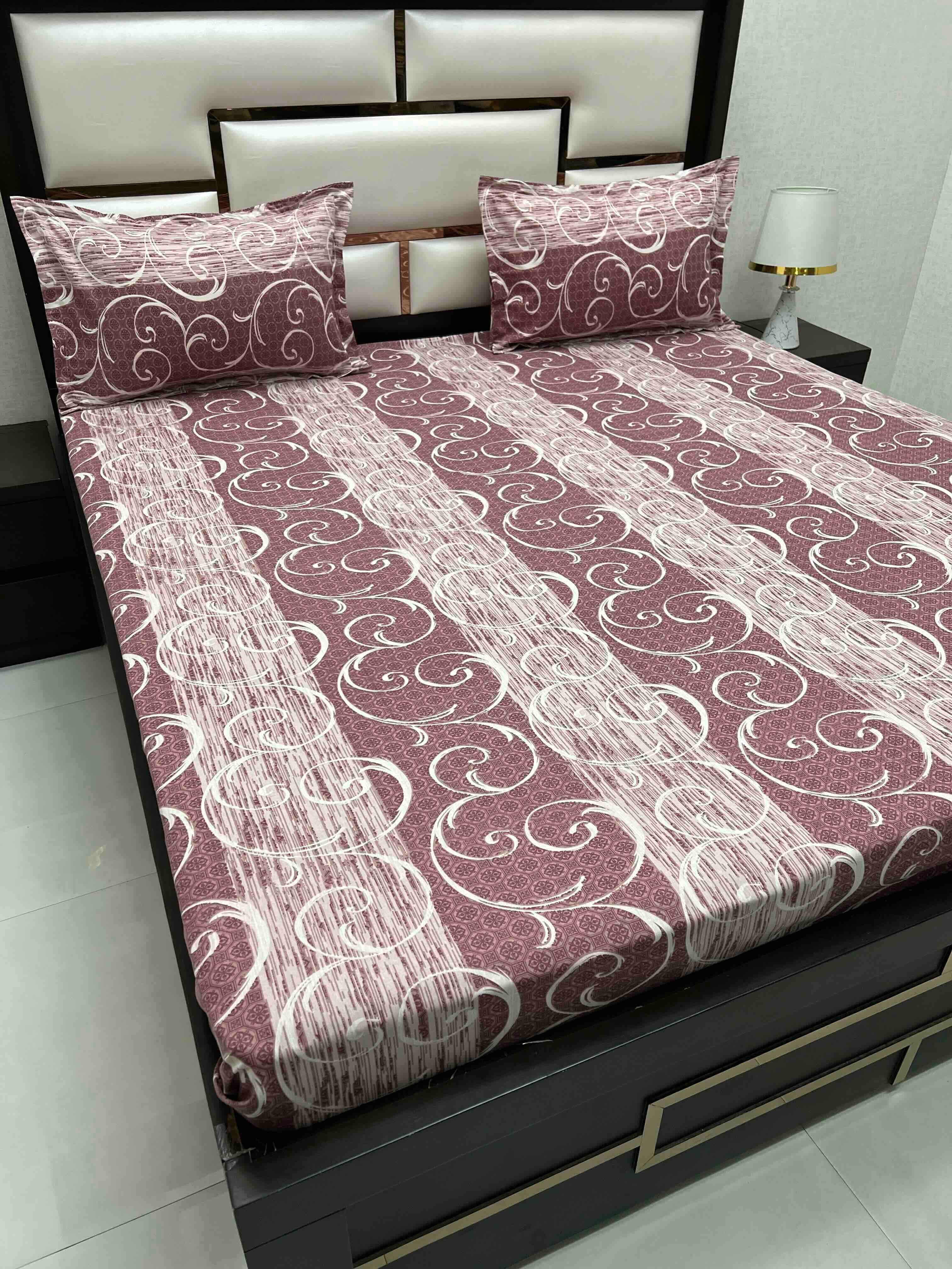 A-4555 Pure Cotton 180 TC King Size Double Bedsheet (274X274) with Two Pillow Covers (50X76)