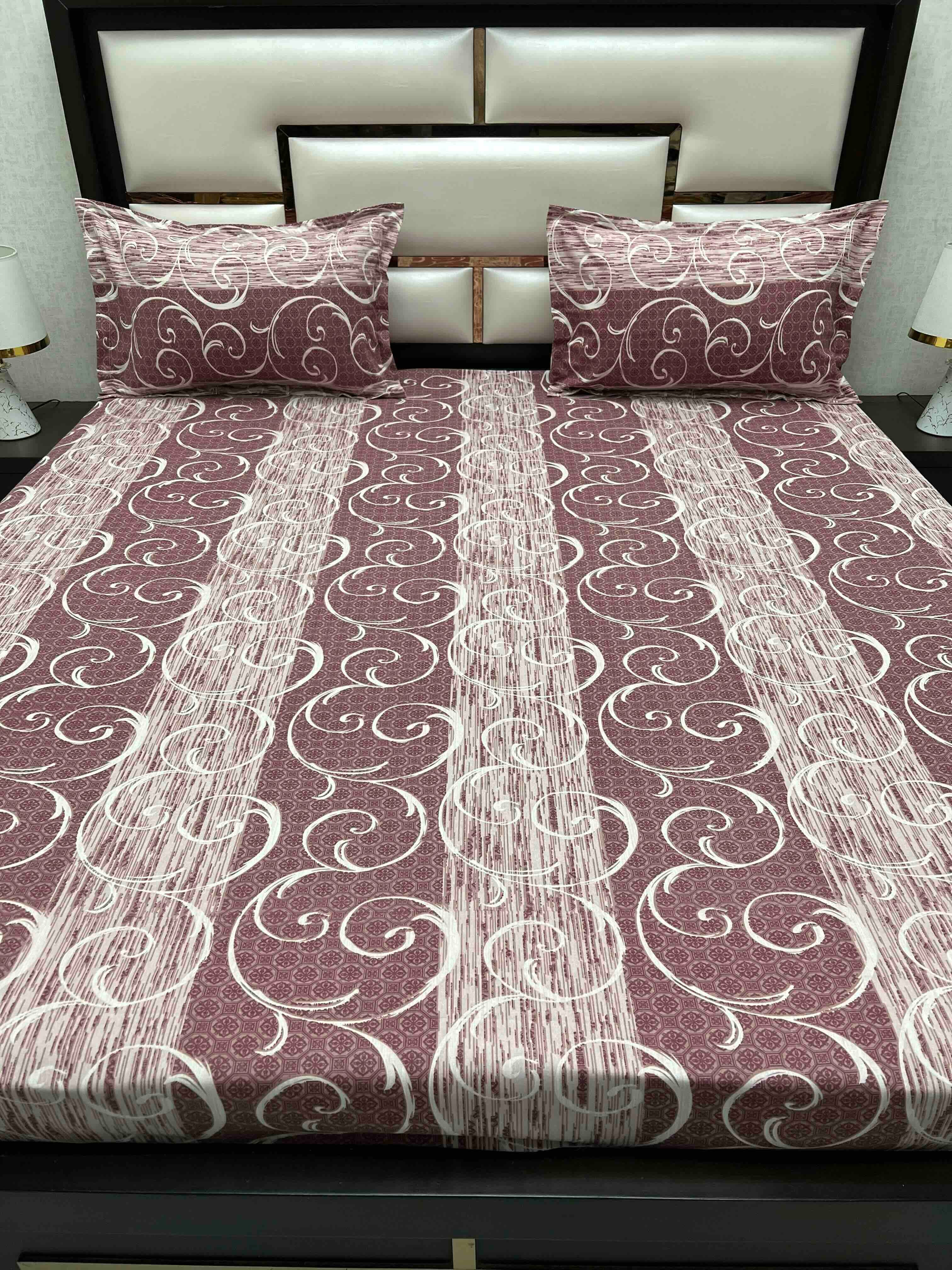 A-4555 Pure Cotton 180 TC King Size Double Bedsheet (274X274) with Two Pillow Covers (50X76)