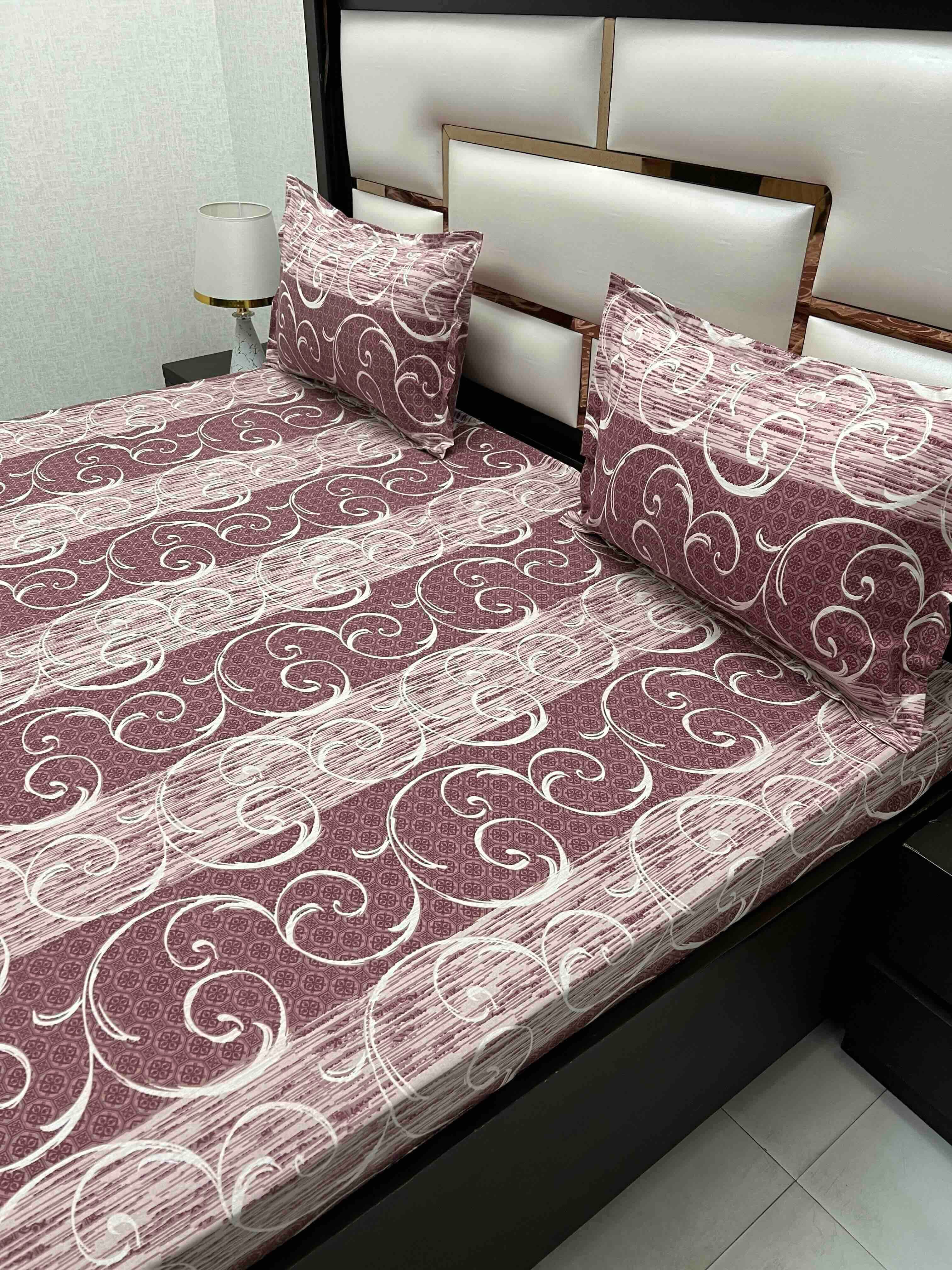 A-4555 Pure Cotton 180 TC King Size Double Bedsheet (274X274) with Two Pillow Covers (50X76)