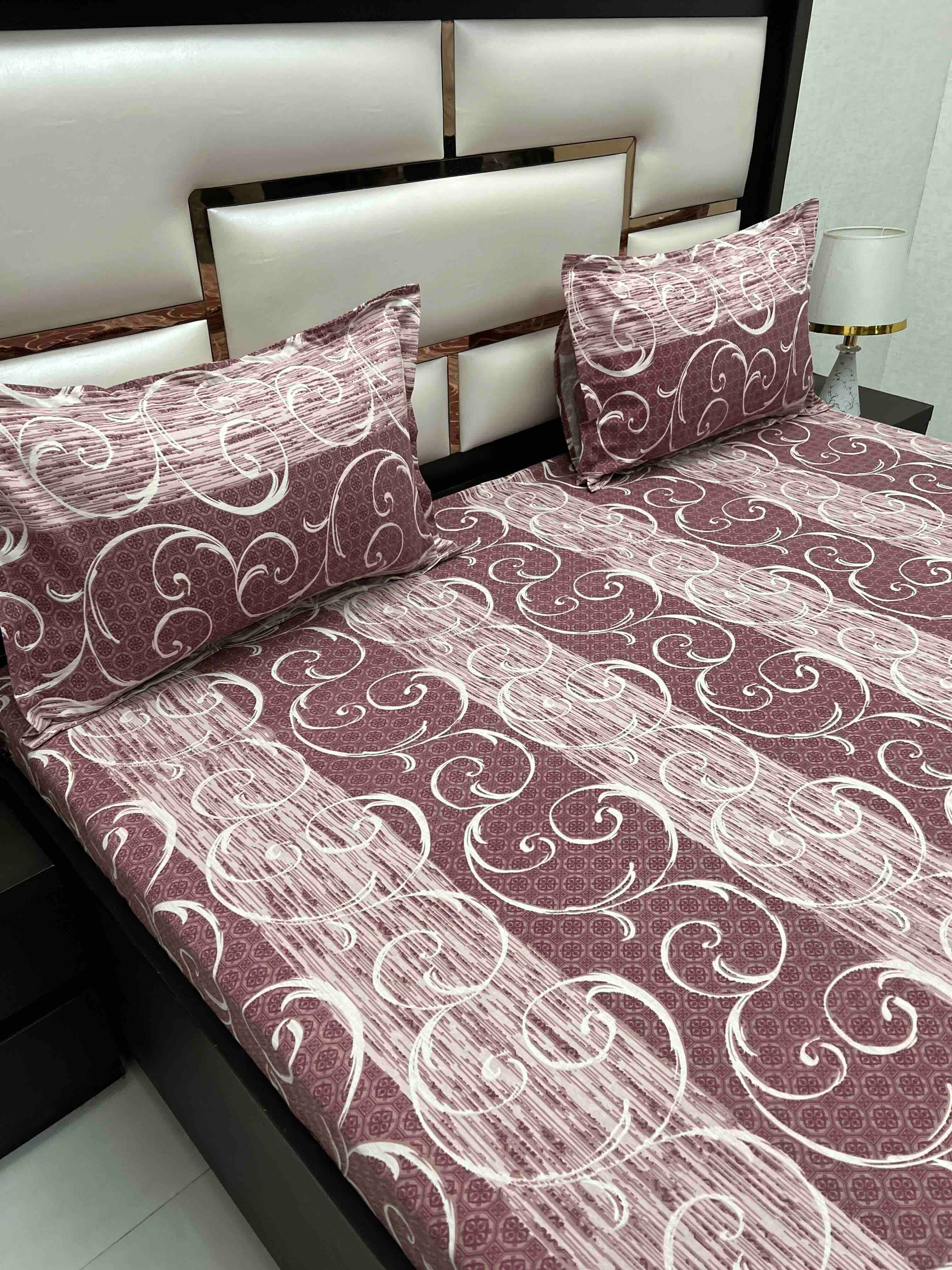 A-4555 Pure Cotton 180 TC King Size Double Bedsheet (274X274) with Two Pillow Covers (50X76)