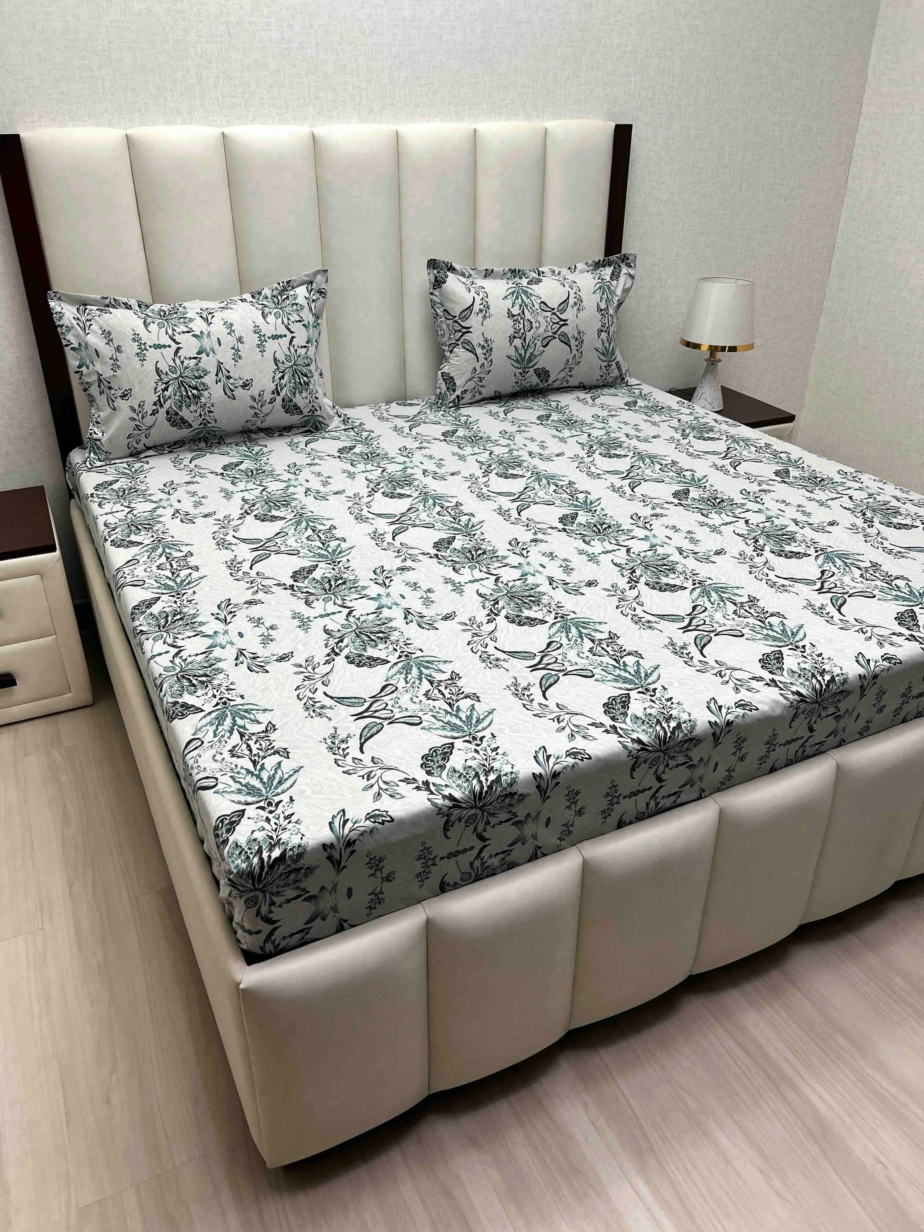 A-4556 Pure Cotton 180 TC King Size Double Bedsheet (274X274) with Two Pillow Covers (50X76)