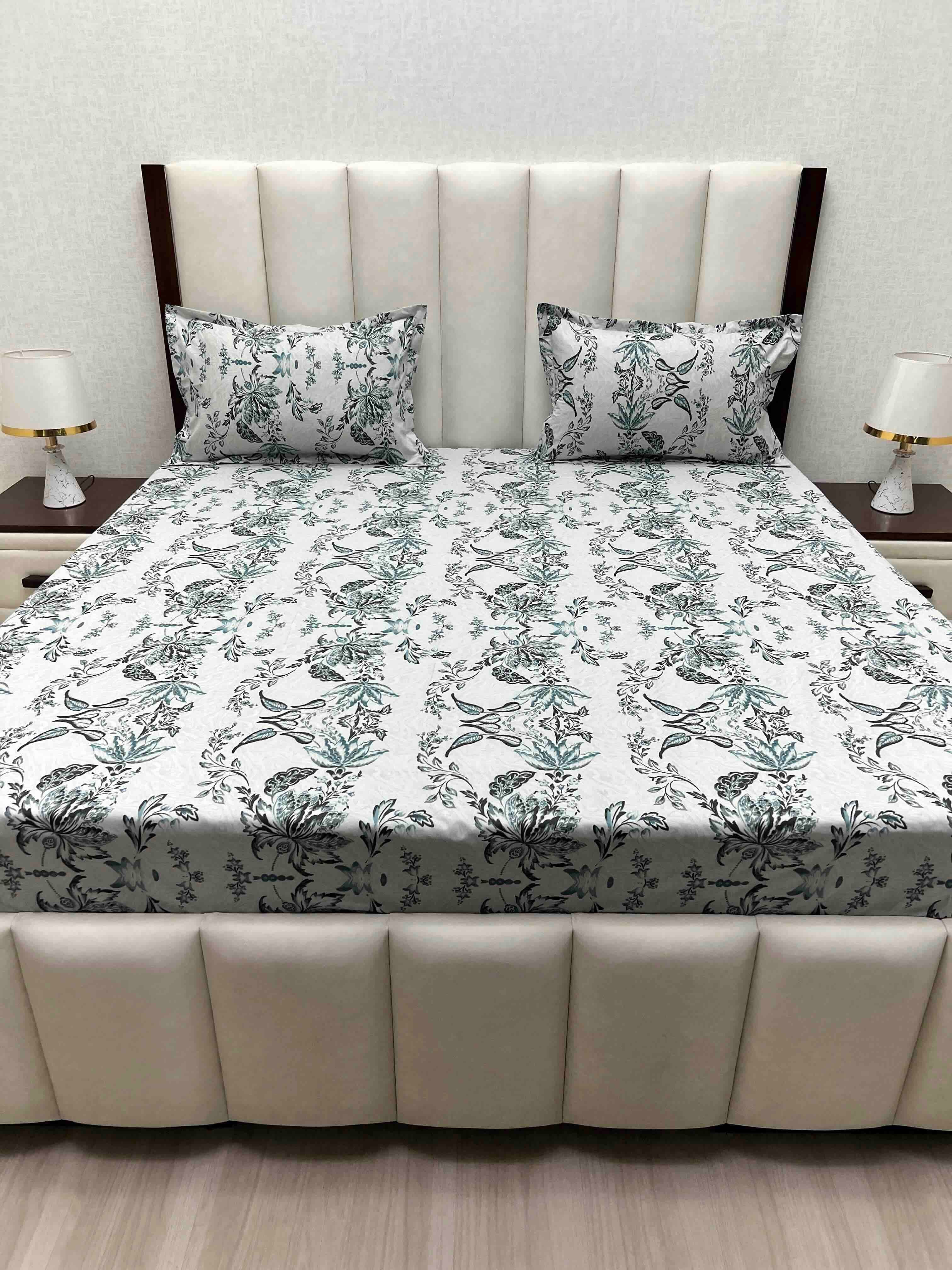 A-4556 Pure Cotton 180 TC King Size Double Bedsheet (274X274) with Two Pillow Covers (50X76)
