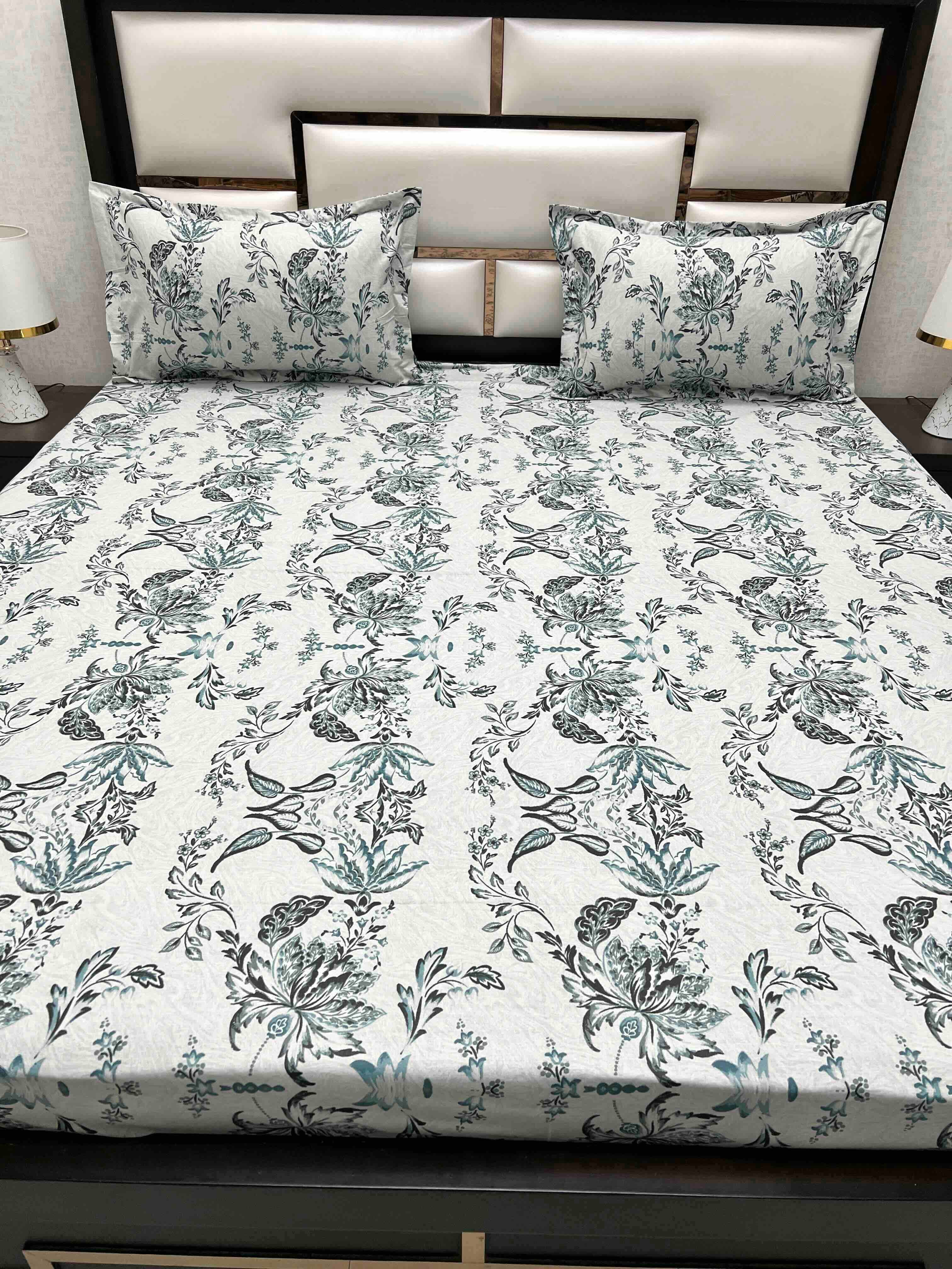 A-4556 Pure Cotton 180 TC King Size Double Bedsheet (274X274) with Two Pillow Covers (50X76)