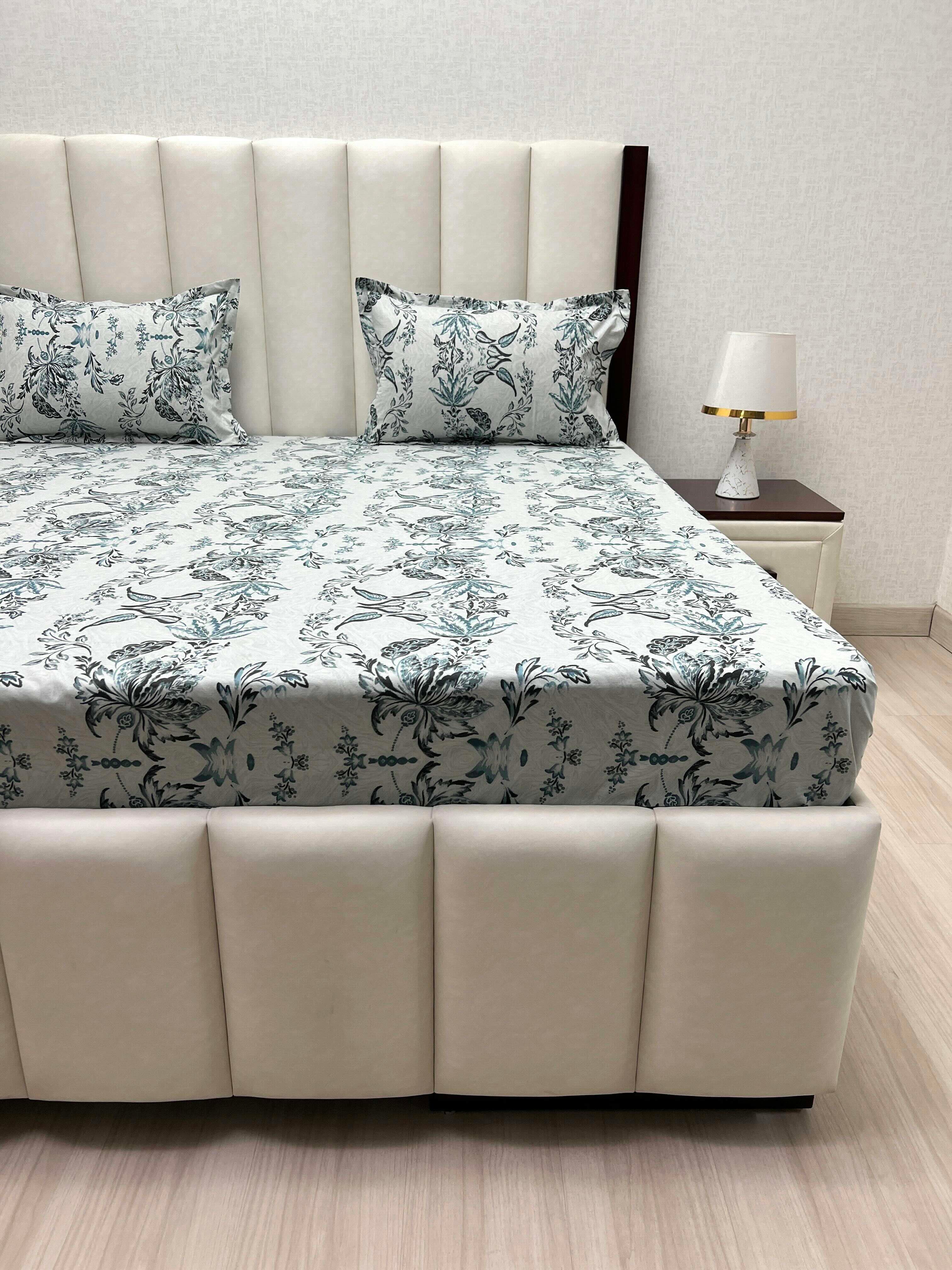 A-4556 Pure Cotton 180 TC King Size Double Bedsheet (274X274) with Two Pillow Covers (50X76)