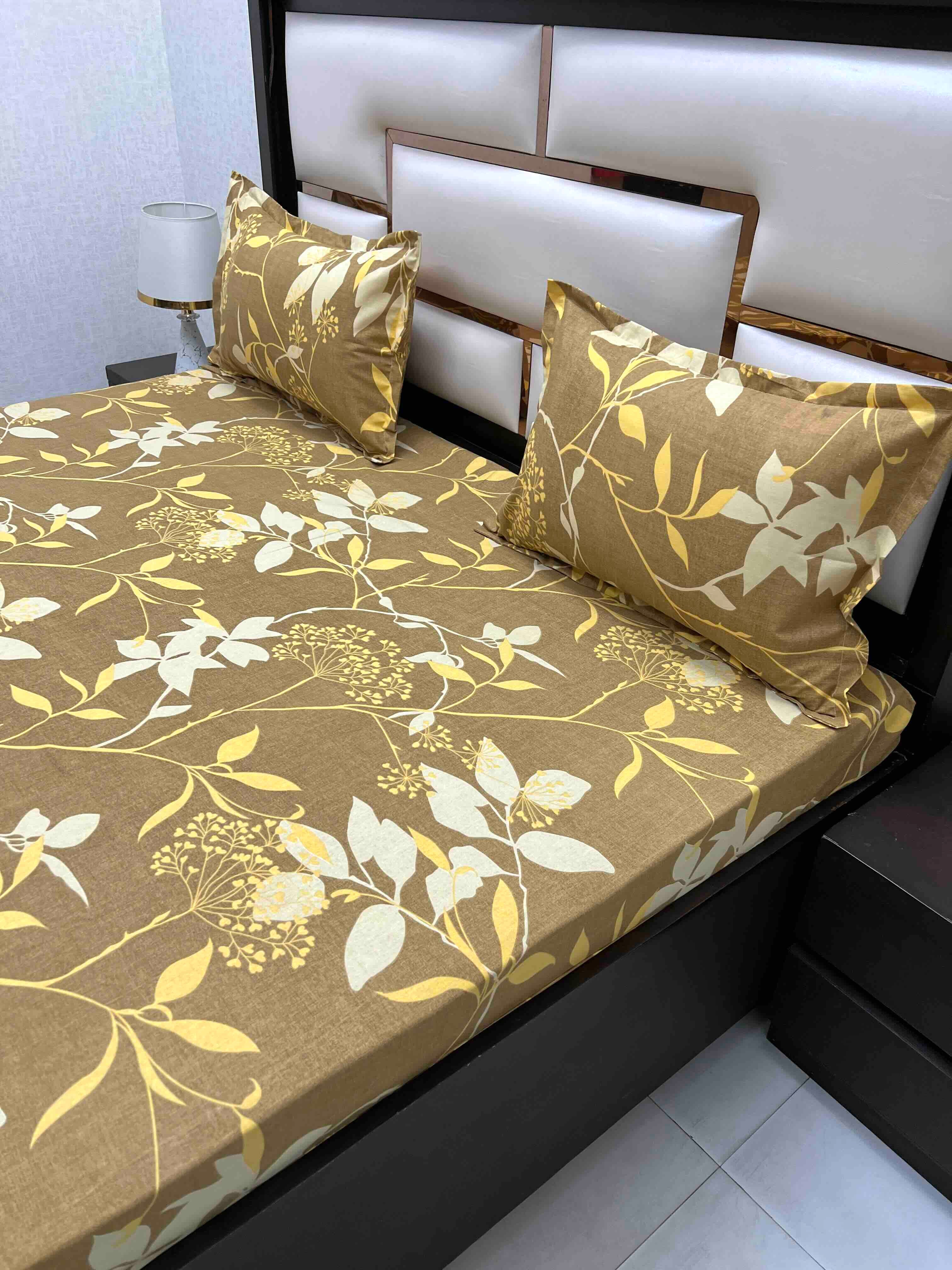 A-4557 Pure Cotton 180 TC King Size Double Bedsheet (274X274) with Two Pillow Covers (50X76)