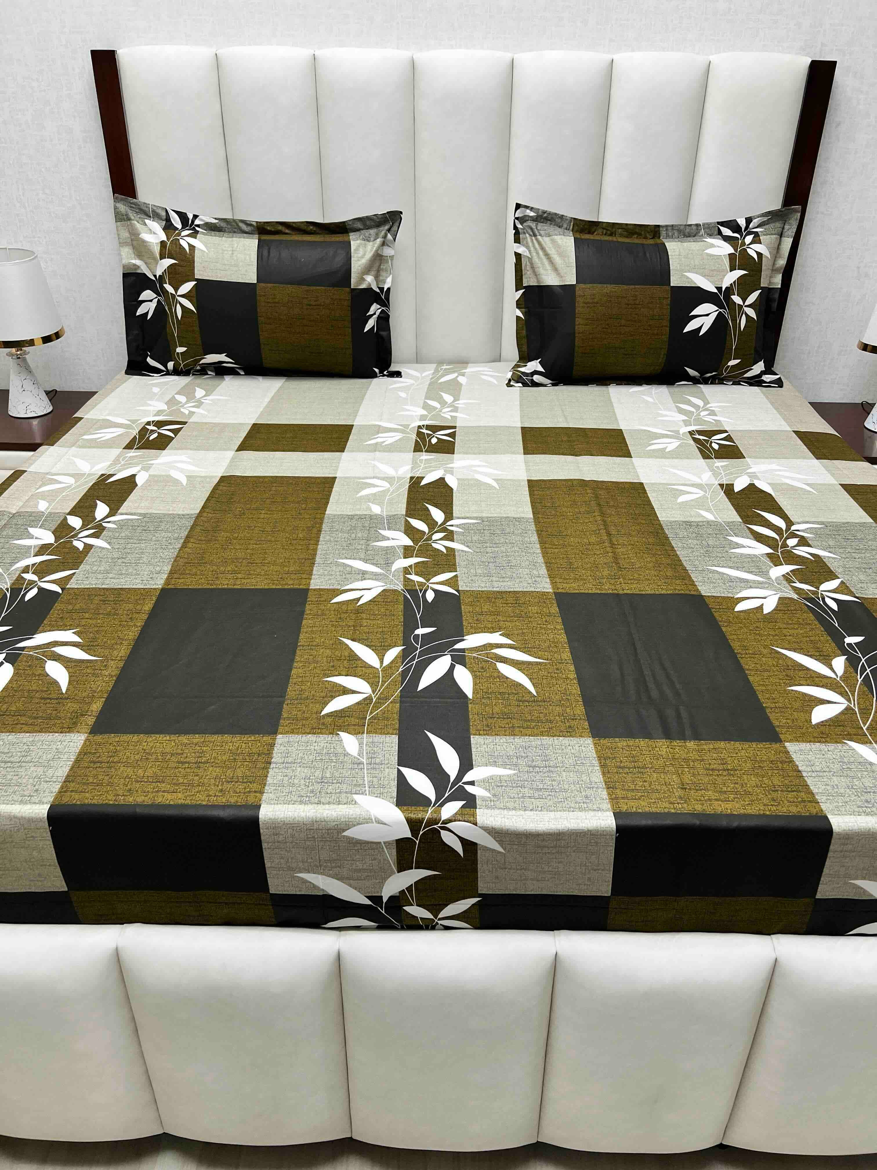 A-4560 - Pure Cotton 180 TC King Size Double Bedsheet (274X274) with Two Pillow Covers (50X76)