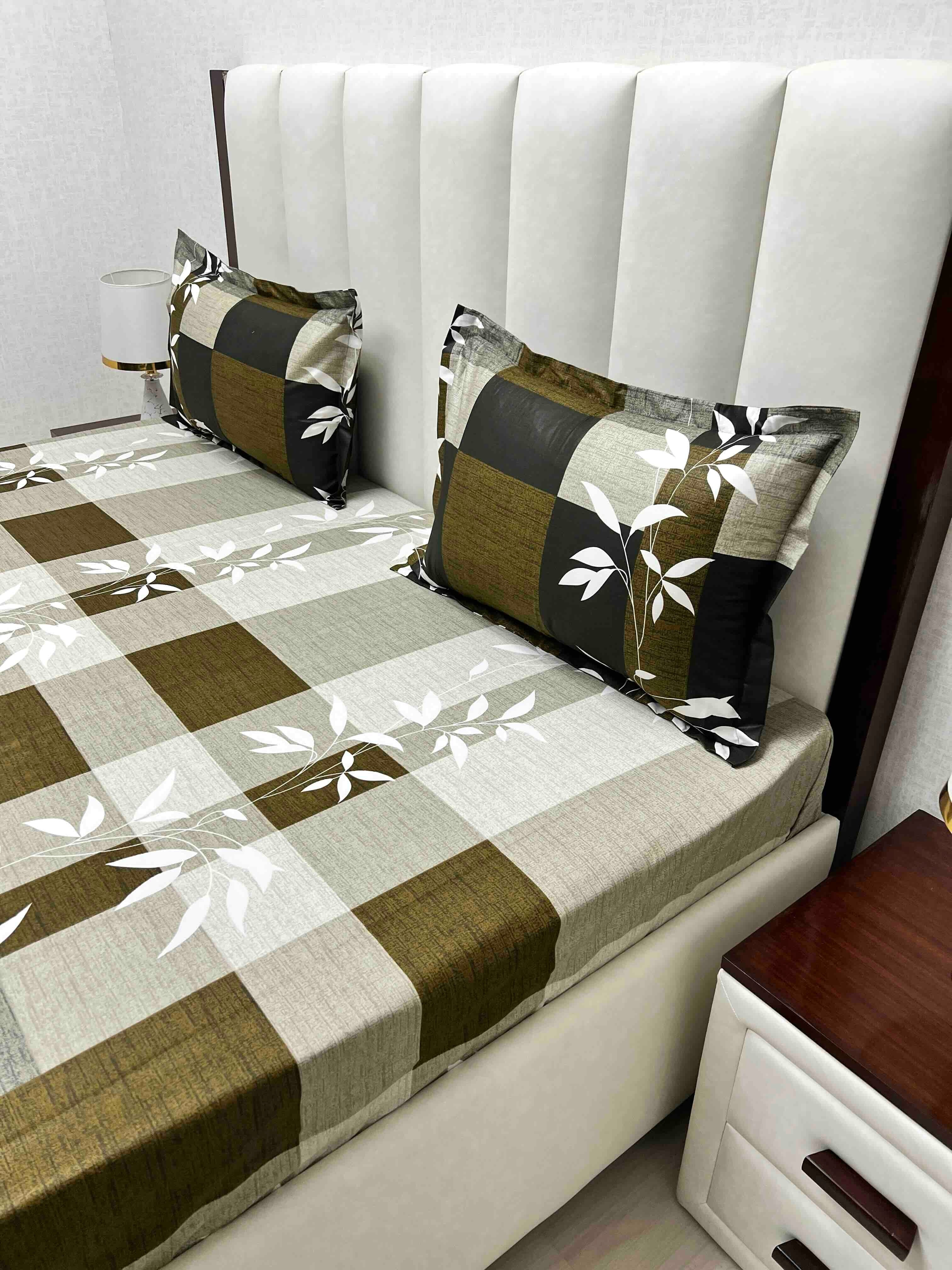 A-4560 - Pure Cotton 180 TC King Size Double Bedsheet (274X274) with Two Pillow Covers (50X76)