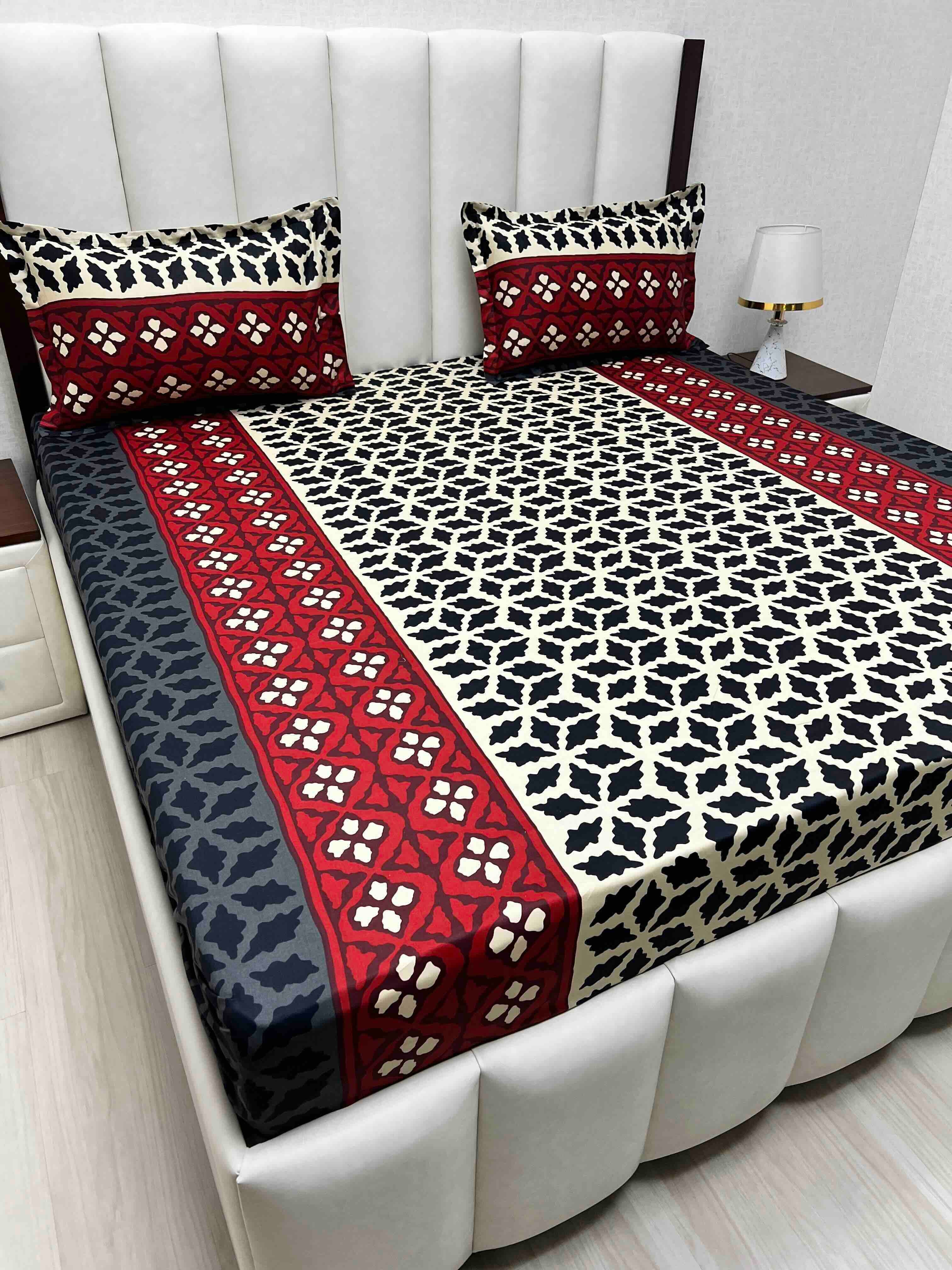 A-4561 - Pure Cotton 180 TC King Size Double Bedsheet (274X274) with Two Pillow Covers (50X76)