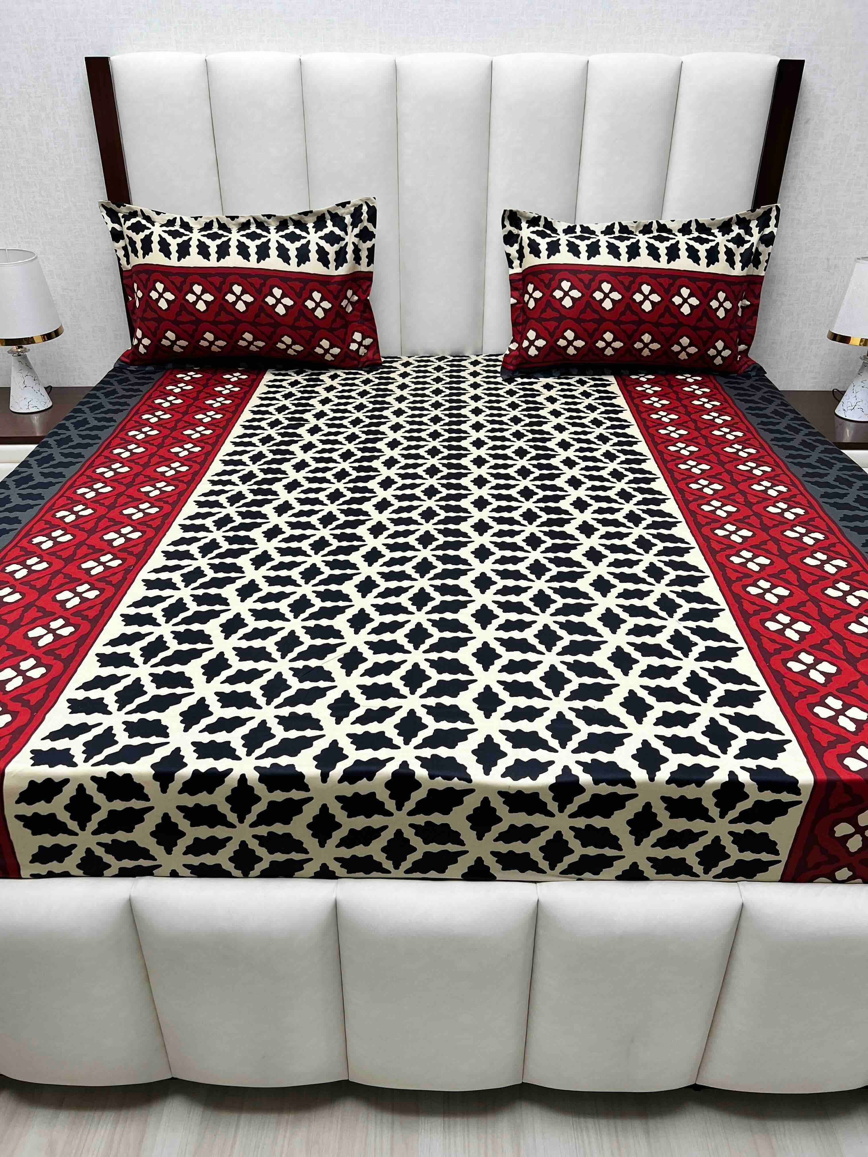 A-4561 - Pure Cotton 180 TC King Size Double Bedsheet (274X274) with Two Pillow Covers (50X76)