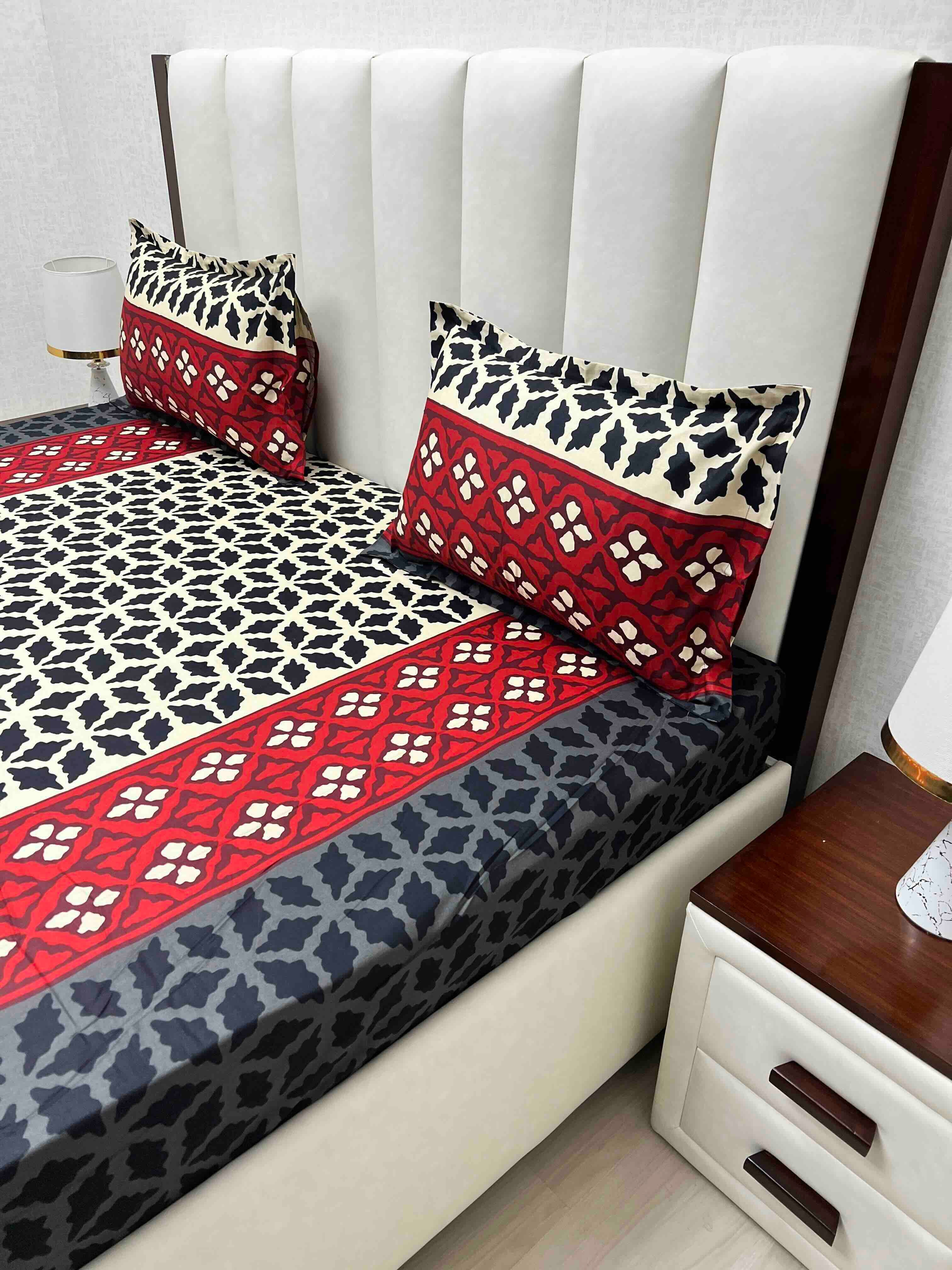 A-4561 - Pure Cotton 180 TC King Size Double Bedsheet (274X274) with Two Pillow Covers (50X76)