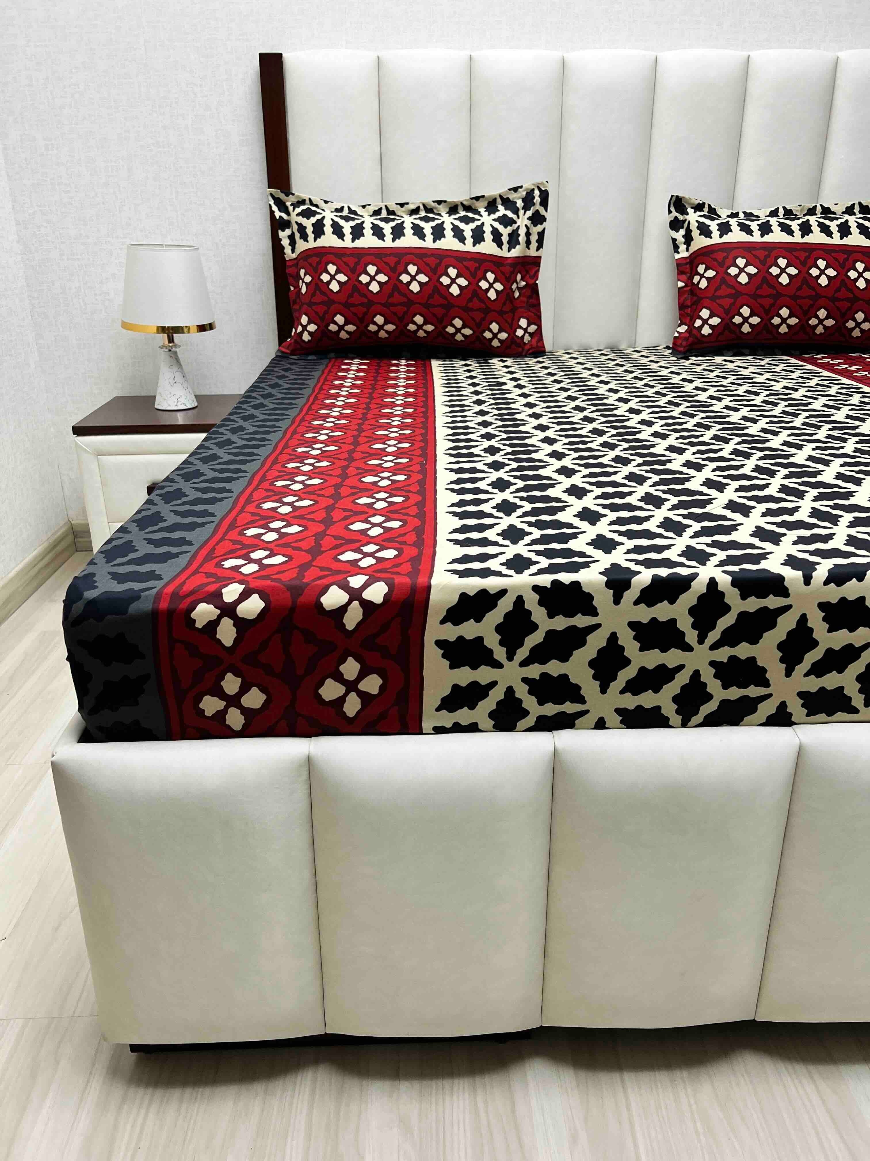 A-4561 - Pure Cotton 180 TC King Size Double Bedsheet (274X274) with Two Pillow Covers (50X76)