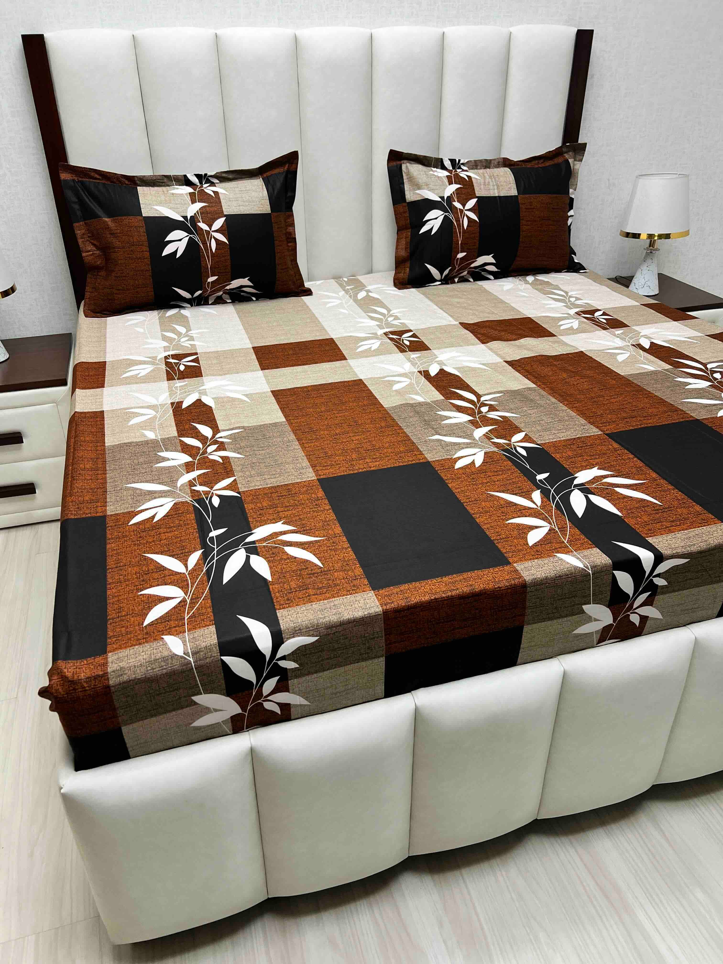 A-4563 - Pure Cotton 180 TC King Size Double Bedsheet (274X274) with Two Pillow Covers (50X76)